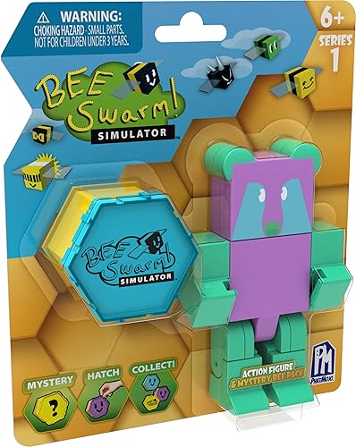 Miniatura 2 de Bee Swarm Simulator Paquete de figuras de acción de oso de gomita con estuche de abeja misteriosa y panal (figuras articuladas de 5 pulgadas y