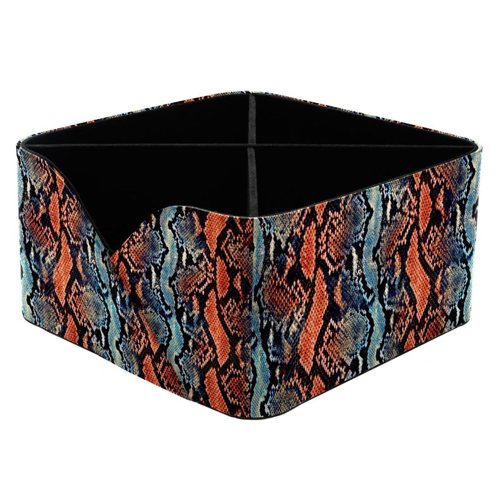 KengjuTesu Python Snake Animal Pattern Desktop Organizer Pen Holder, Rectangular Pencil Cup for Office, Study and Makeup Stations