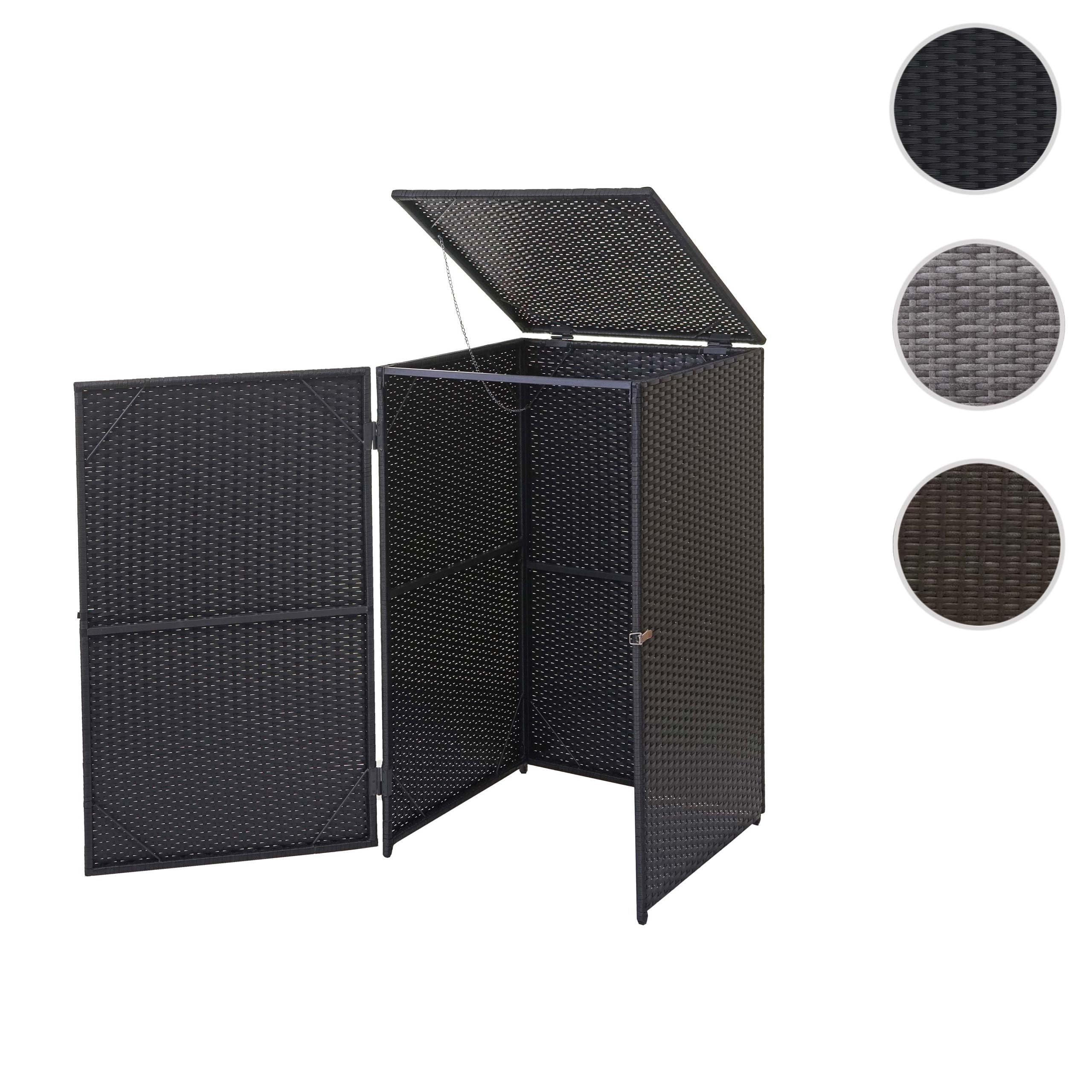PROREGAL Mülltonnenverkleidung, HxBxT 110x65x66 cm, Poly-Rattan 120l, Schwarz, Mülltonnenbox Mülltonnenabdeckung
