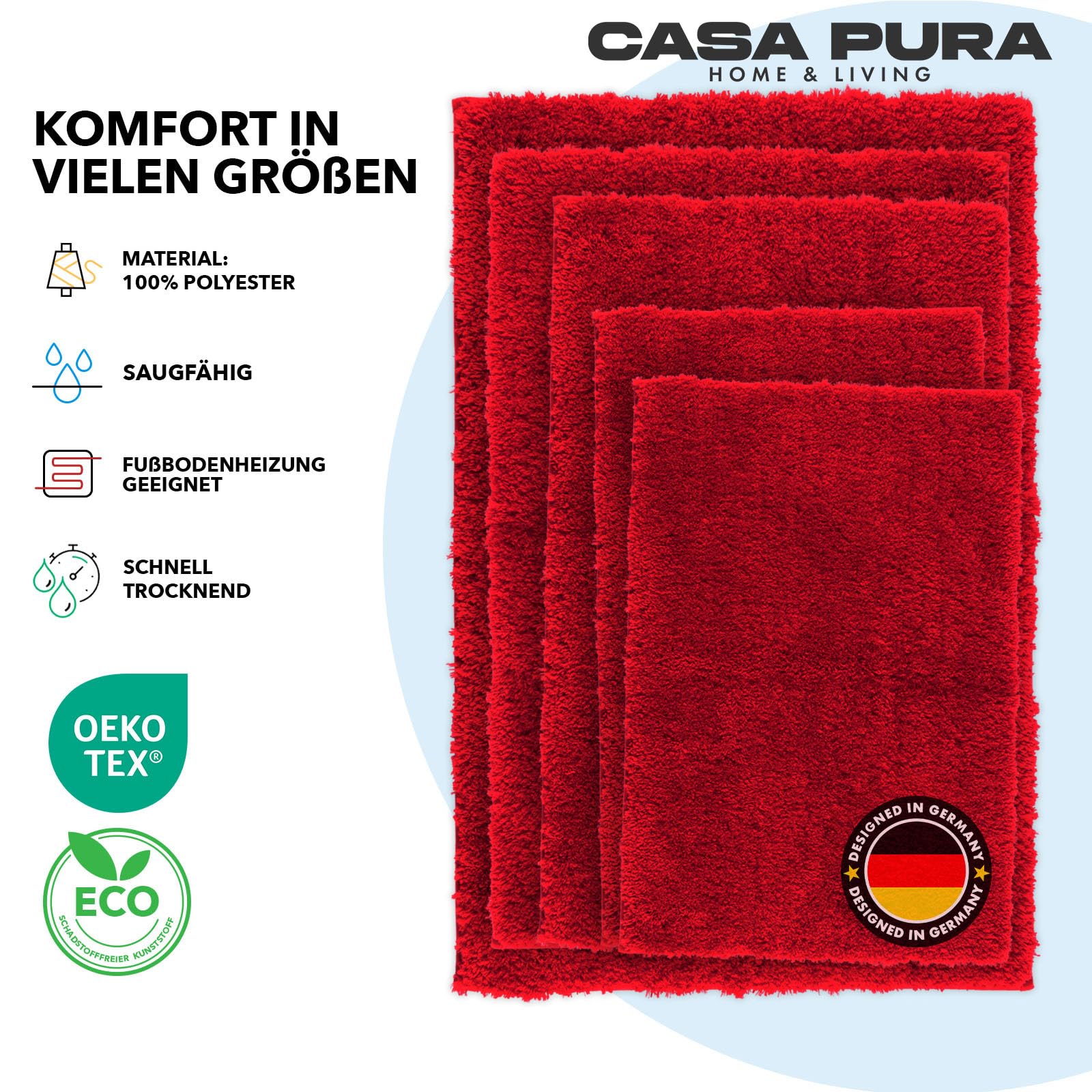 casa pura hoogpolige badmat Sky Soft | zacht, pluizig badkamertapijt in Shaggy look | antislip wasbare badmat | getest op schadelijke stoffen | 16 kleuren in 6 maten (70 x 120 cm, donkergrijs