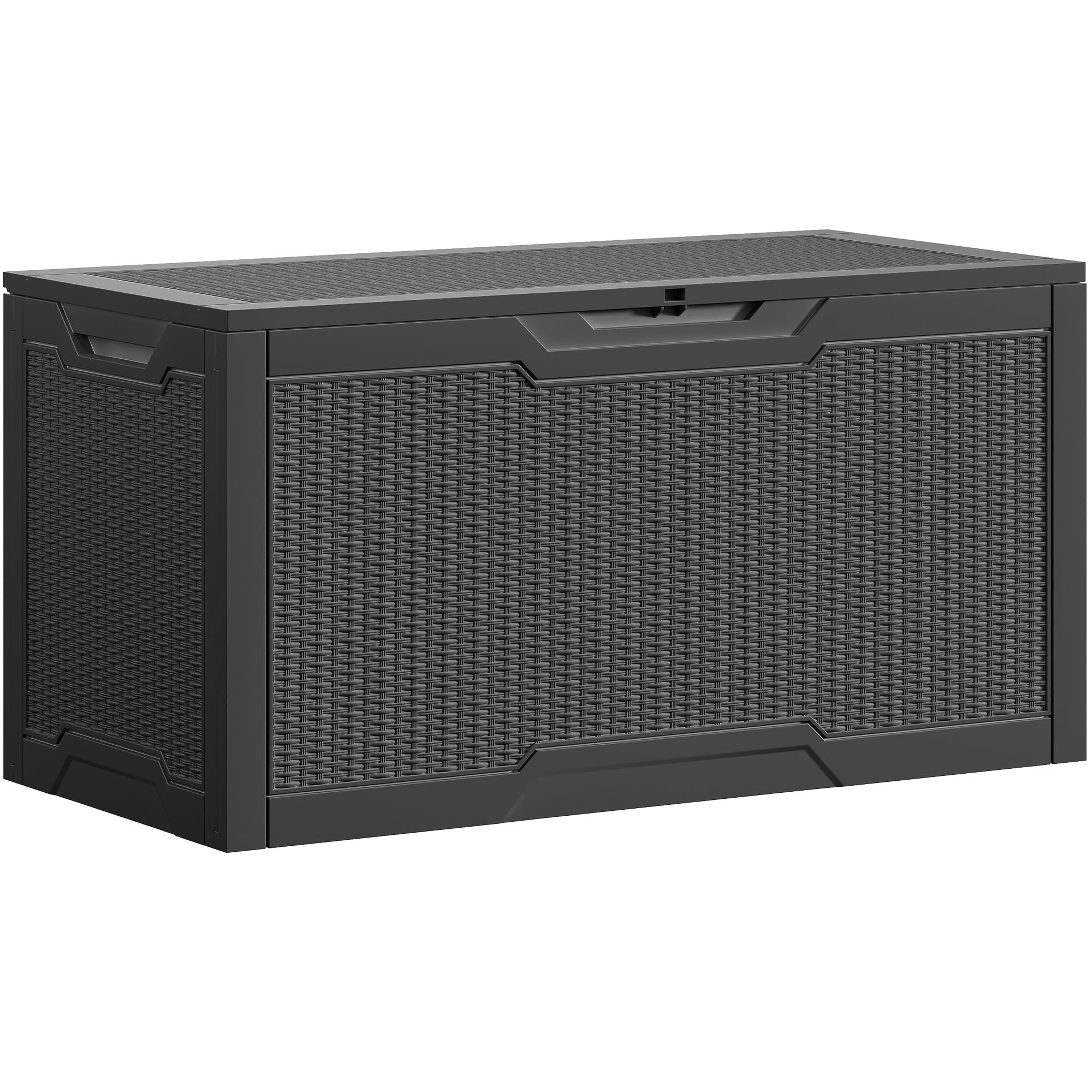 DWVO Scatola portaoggetti da giardino per esterni, 380 l, 115,4 x 55 x 58,3 cm, effetto rattan, contenitore in resina per cuscini, accessori da piscina, scarpe, impermeabile, bloccabile in modo sicuro
