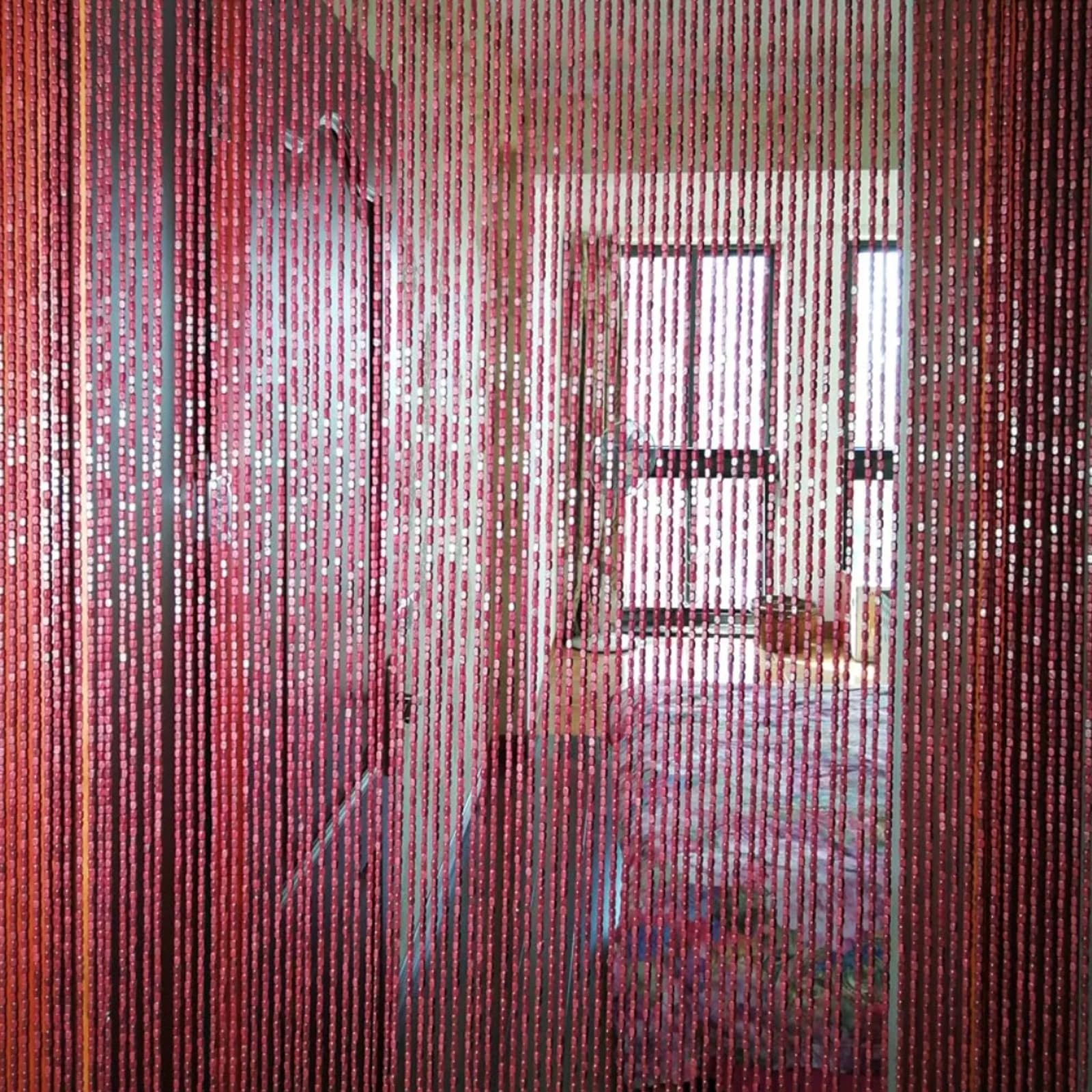 Rideau Rideaux de Perles en Bois Naturel pour Porte 80/90/100/120cm | Séparation de Pièce Bambou Bohème Fait à la main pour Extérieur Intérieur Fenêtre(brun,110x200cm)