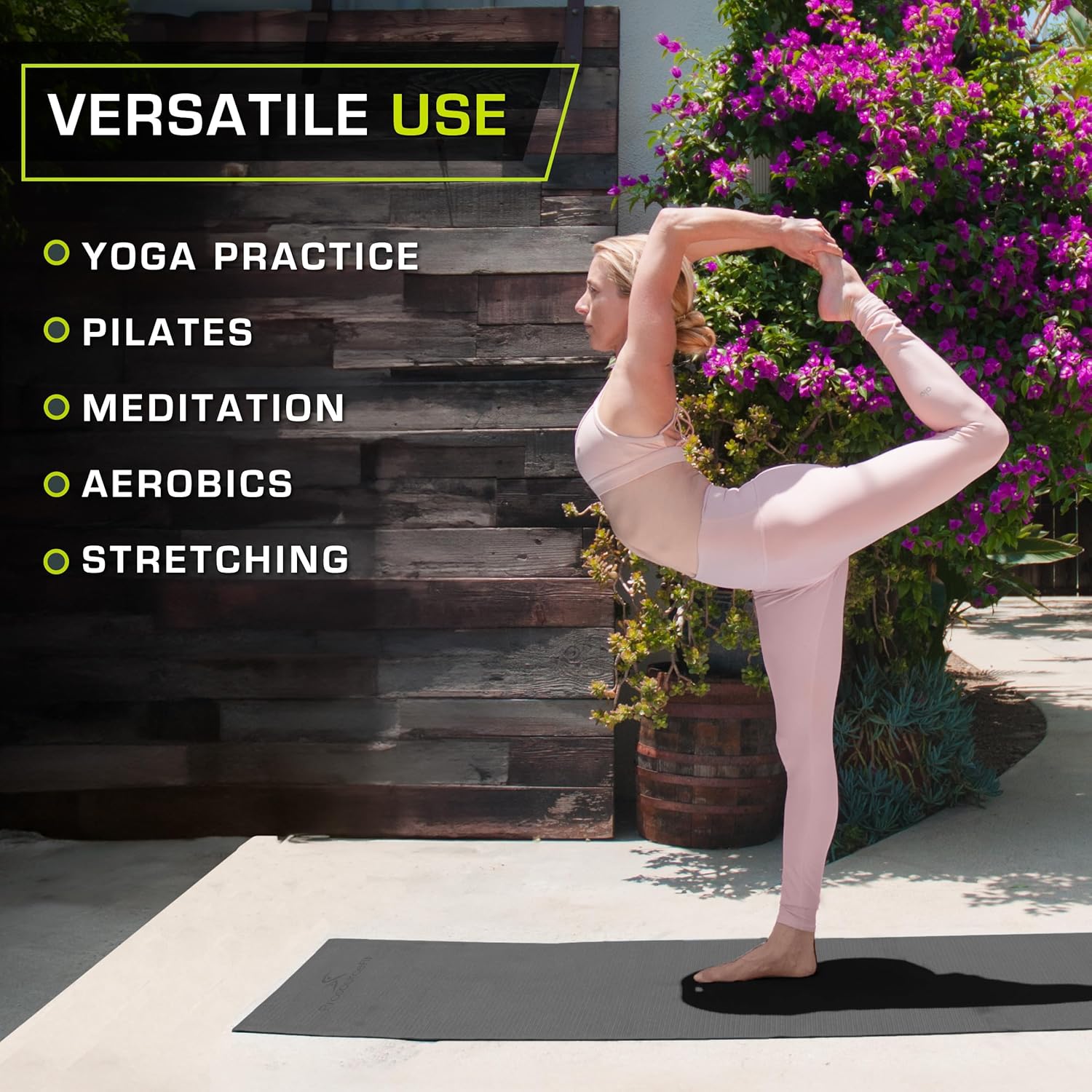 ProsourceFit Original Yoga Exercise Mat ¼” (6mm) Thick for Comfort and Stability with Carrying Straps, Non Slip –Multiple Colors