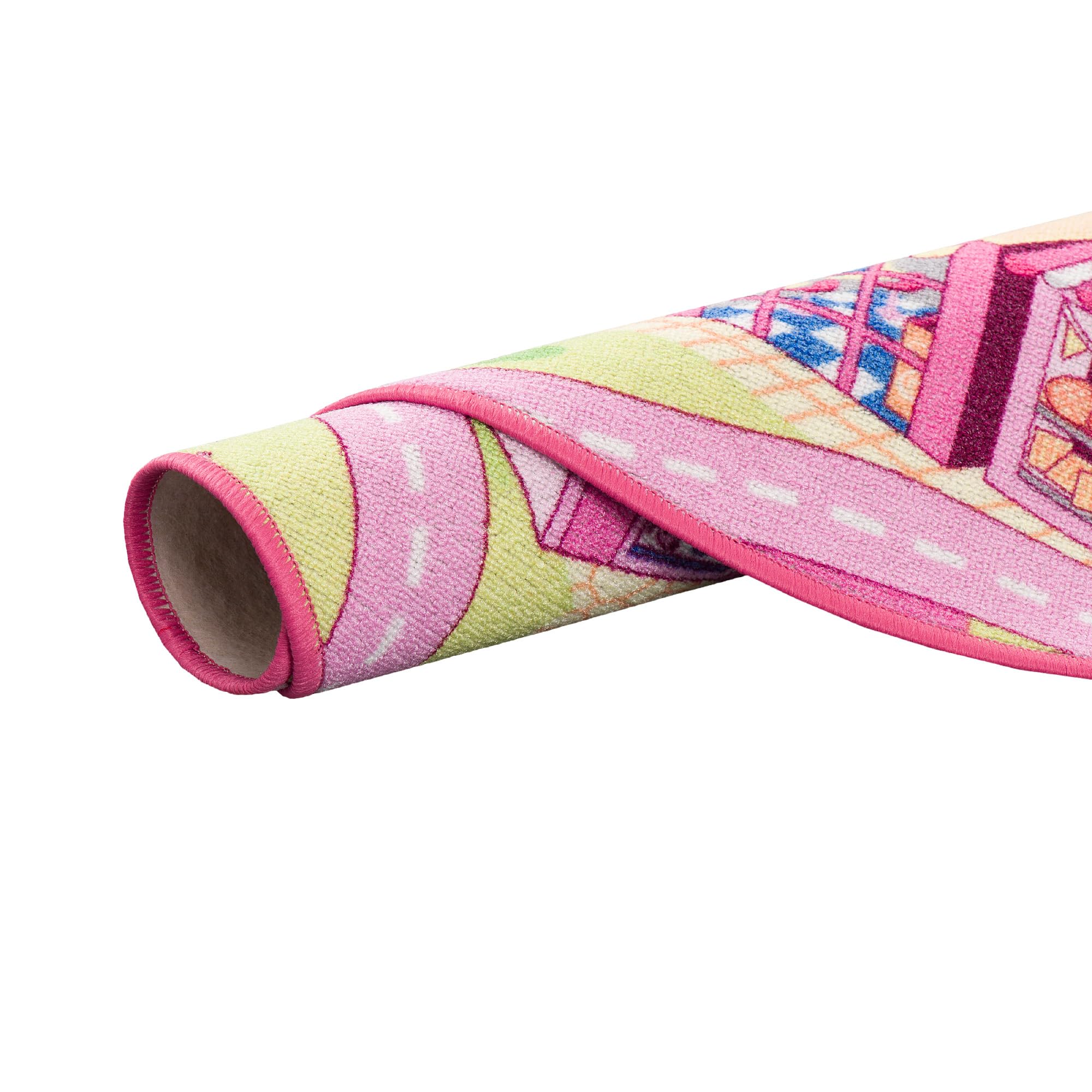 Snapstyle Kinder Spiel Teppich Girls Rosa Village Rund in 7 Größen
