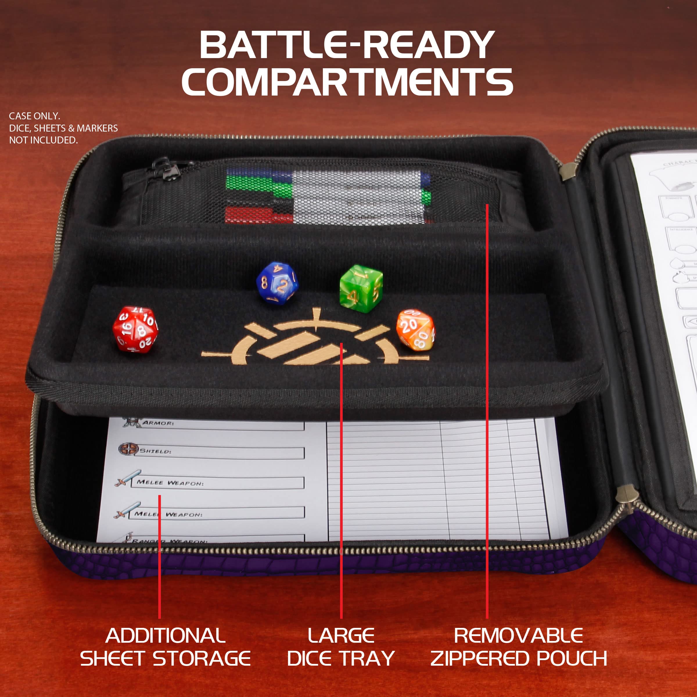 ENHANCE Collector's Edition RPG Organizer Case, DnD Binder with Built-in Character Sheet Holder and Erasable Scribe Panel - Image 3