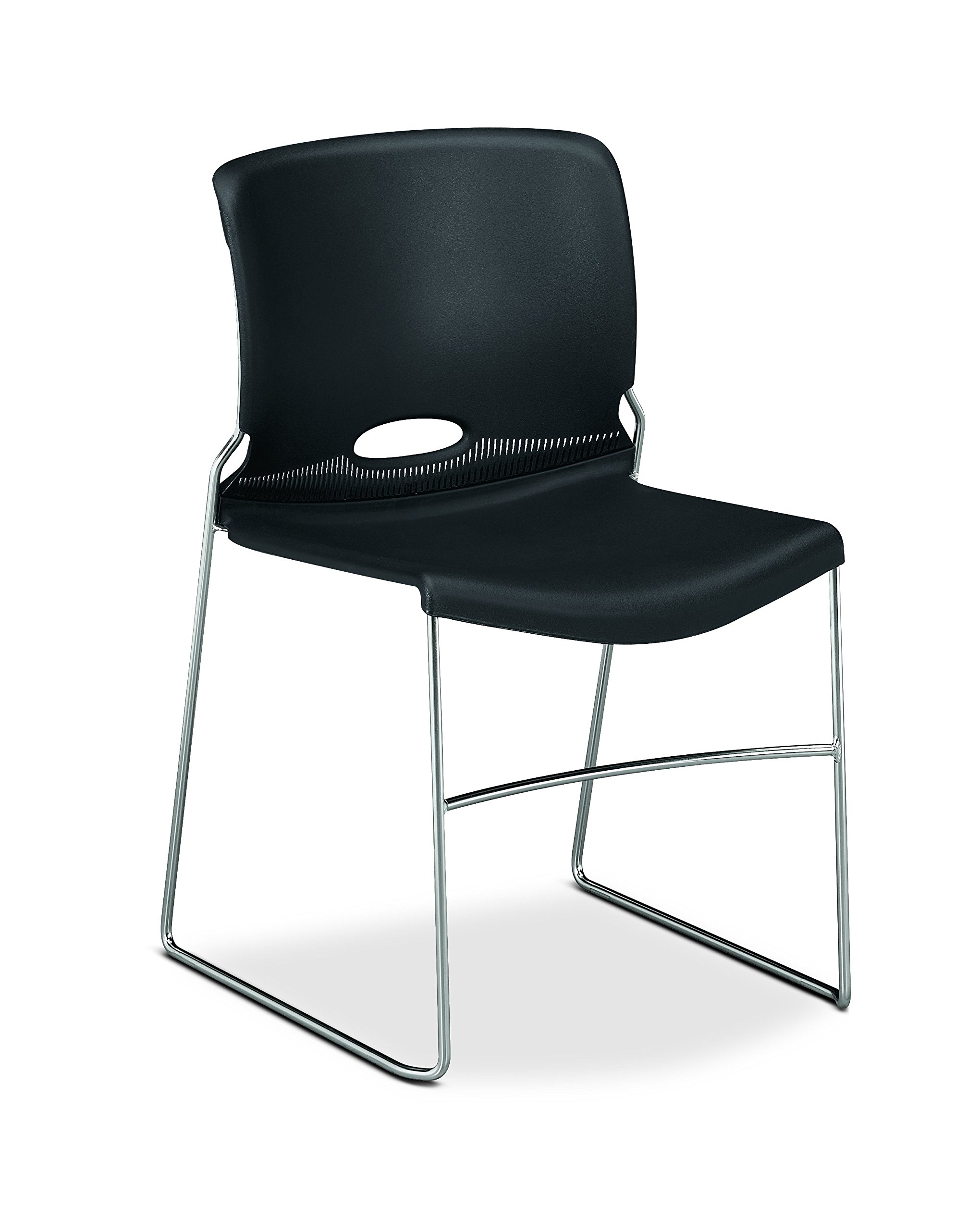 HON Olson Stacking Chair - Guest Chair for Office, Cafeteria, Break Rooms, Training or Multi-Purpose Rooms, Onyx Shell, 4 pack (HON4041ON)