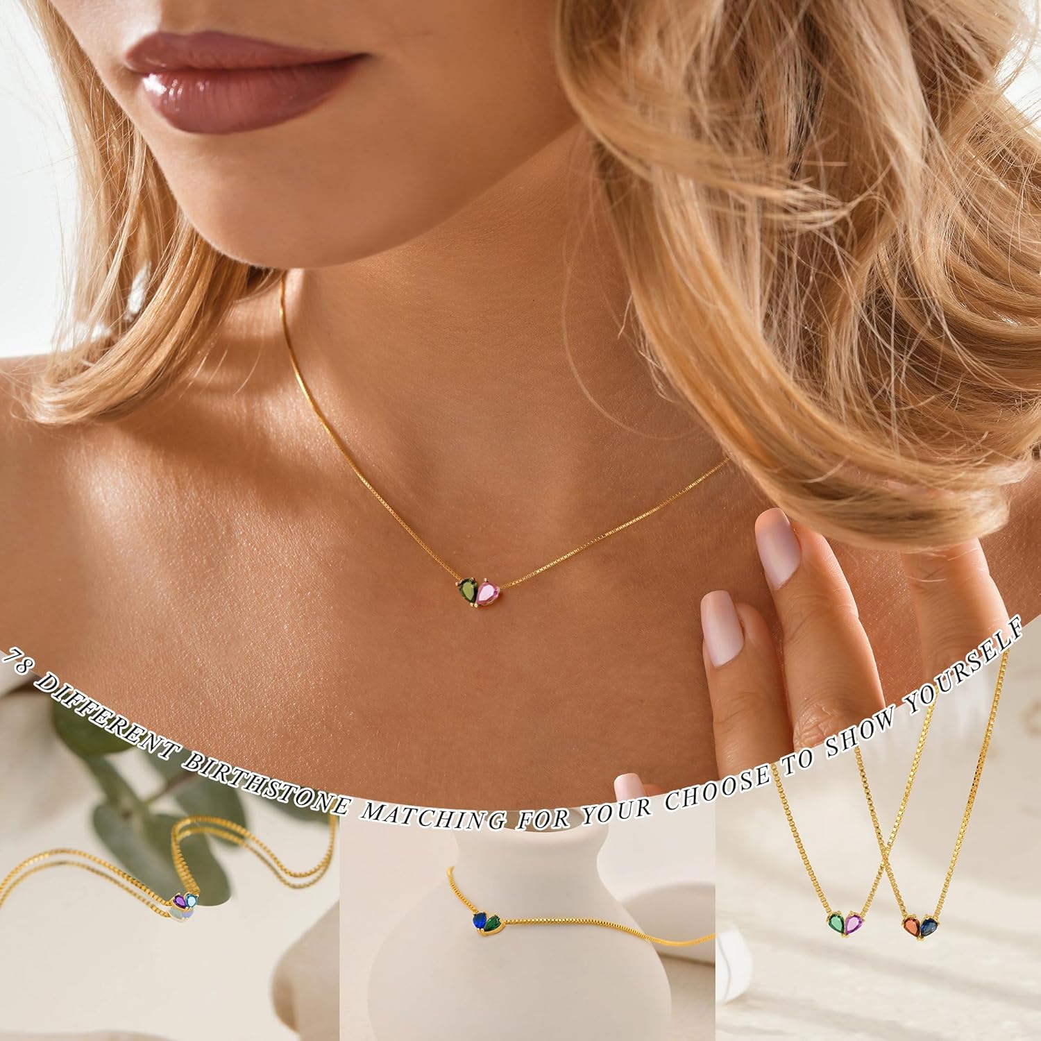 Valentines Day Gifts for Her Teens, Mothers Day Gift Birthstone Necklace for Women Dainty Gold Necklace with 2 Birthstone Teen Girl Gifts Trendy Stuff Birthday Gift Moms Graduation for Daughter Girlfriend Friend - Image 4