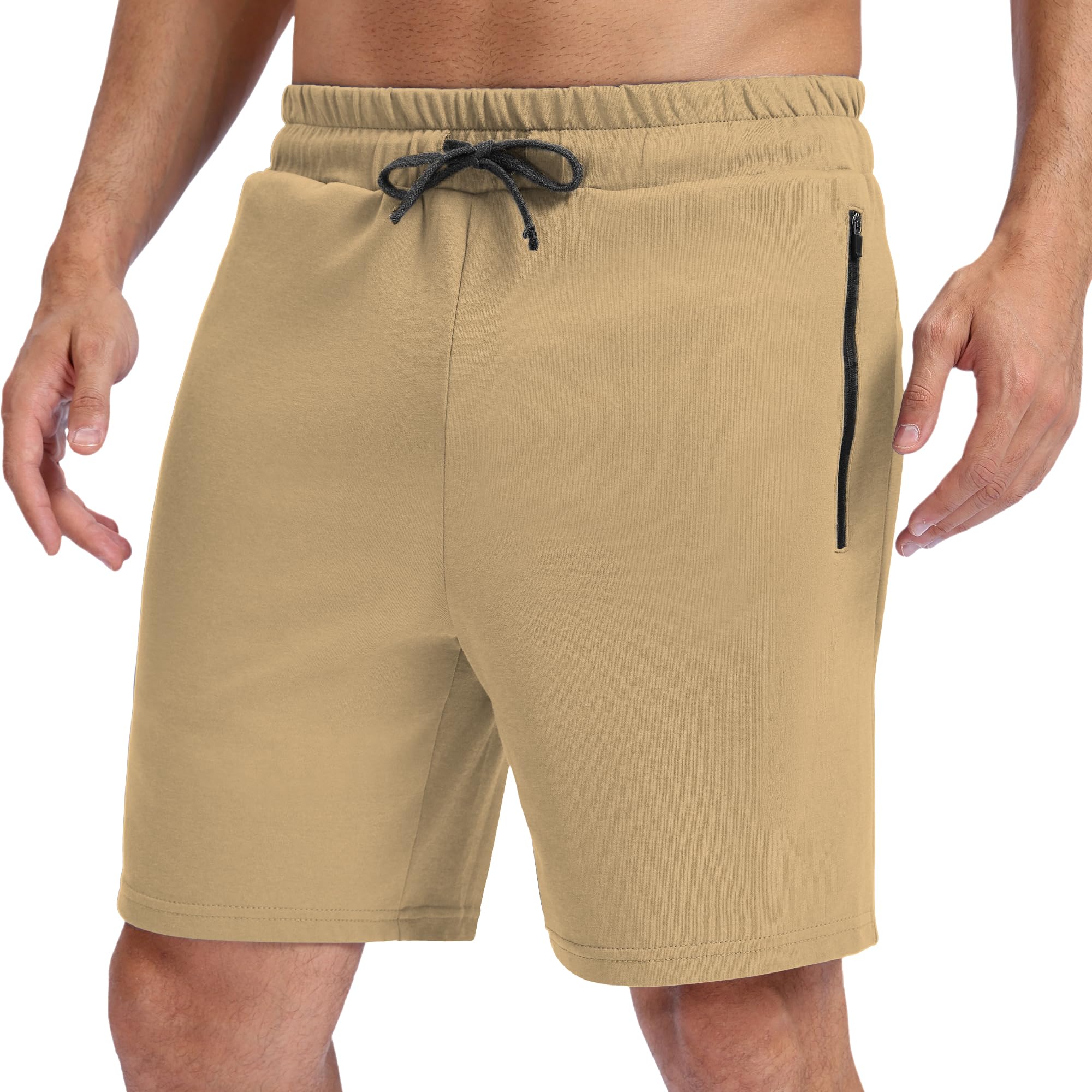 BIG ELEPHANT Herren Baumwoll-Shorts mit Kordelzug – Atmungsaktive Sportshorts für Training, Jogging, Freizeit, mit Taschen und lockerer Passform