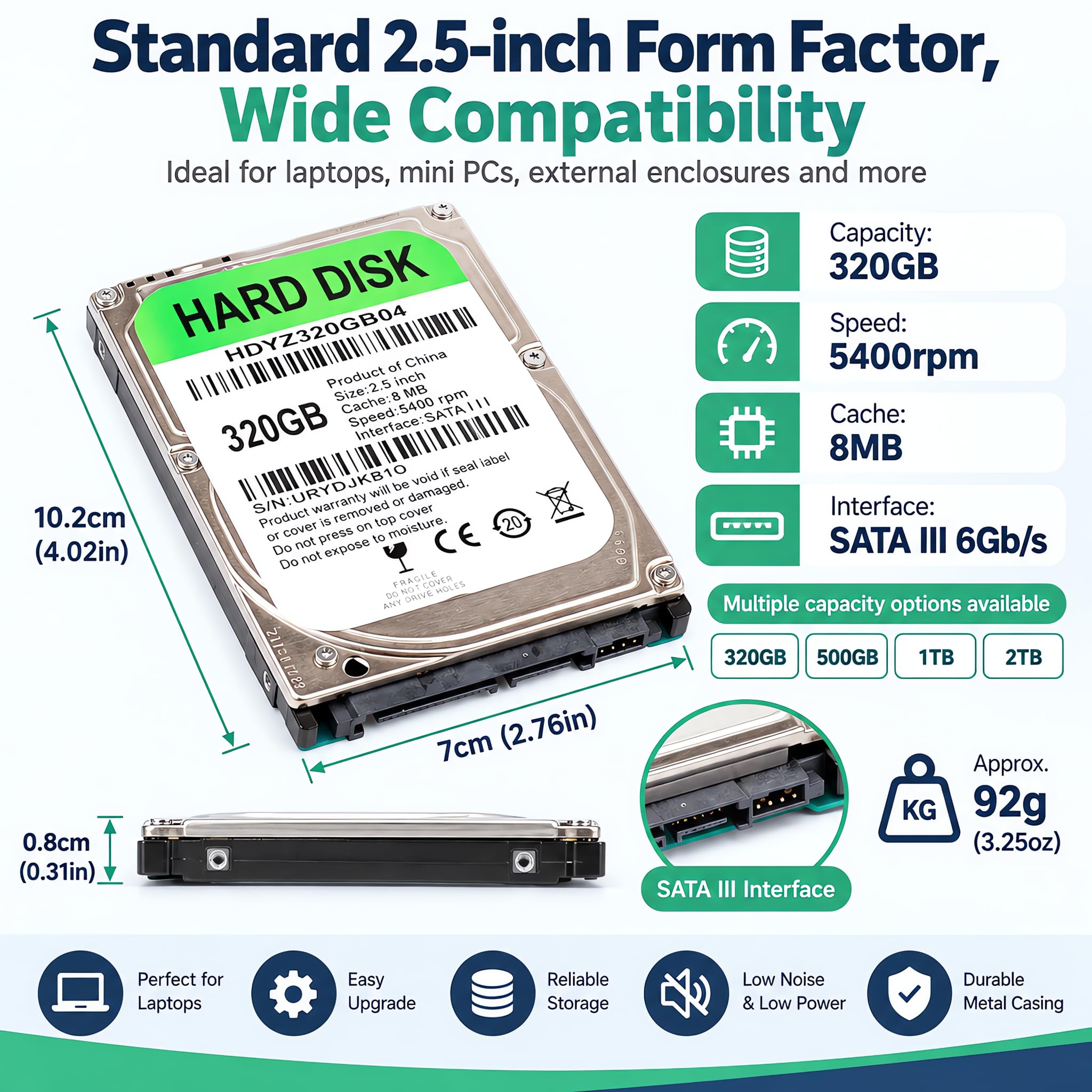 zolyet 2.5 inch Mechanical Hard Disk III Interface Laptop HDD