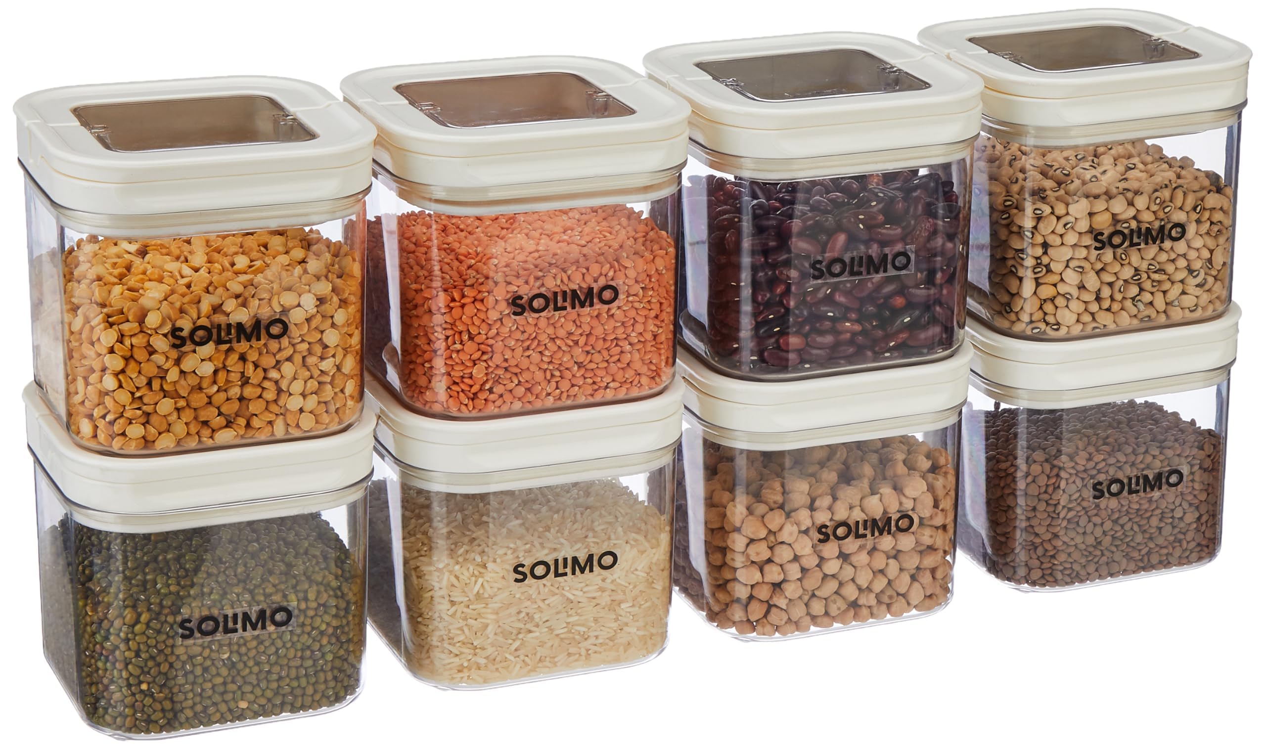 Amazon Brand - Solimo Airtight Plastic Storage Jar and Container Set-I | BPA Free | Multipurpose Storage | 750ml Each, Set of 8 (White) (B0CHY8PJ4F) Amazon Price History, Amazon Price Tracker
