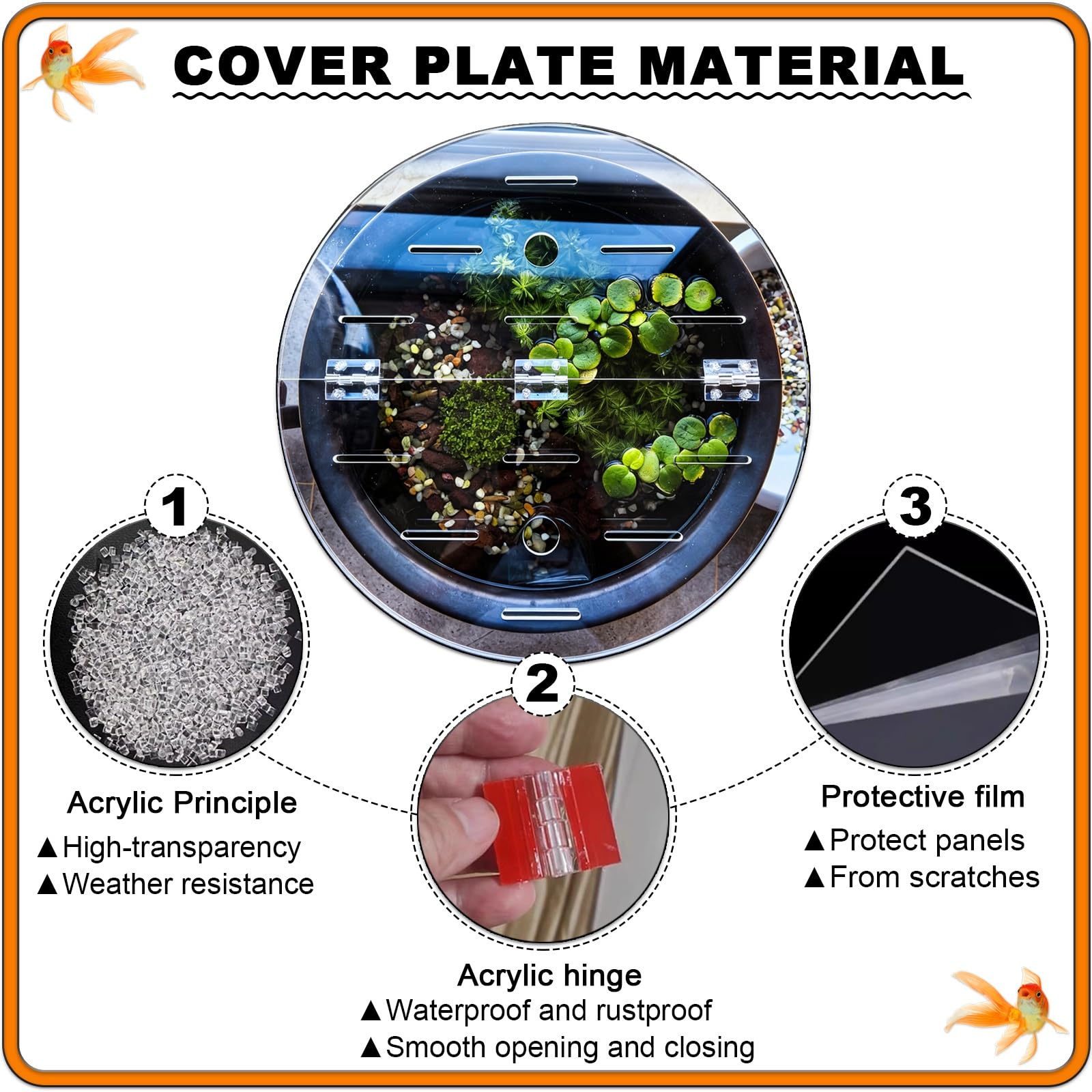 Couvercle Aquarium Couvercle d'aquarium 12", 14", 16", 18", 20", 22", 28", 34", 39", couvercles Anti-Saut en Acrylique Transparent for Aquarium, 0,2 po d'épaisseur(33.5"/85cm)