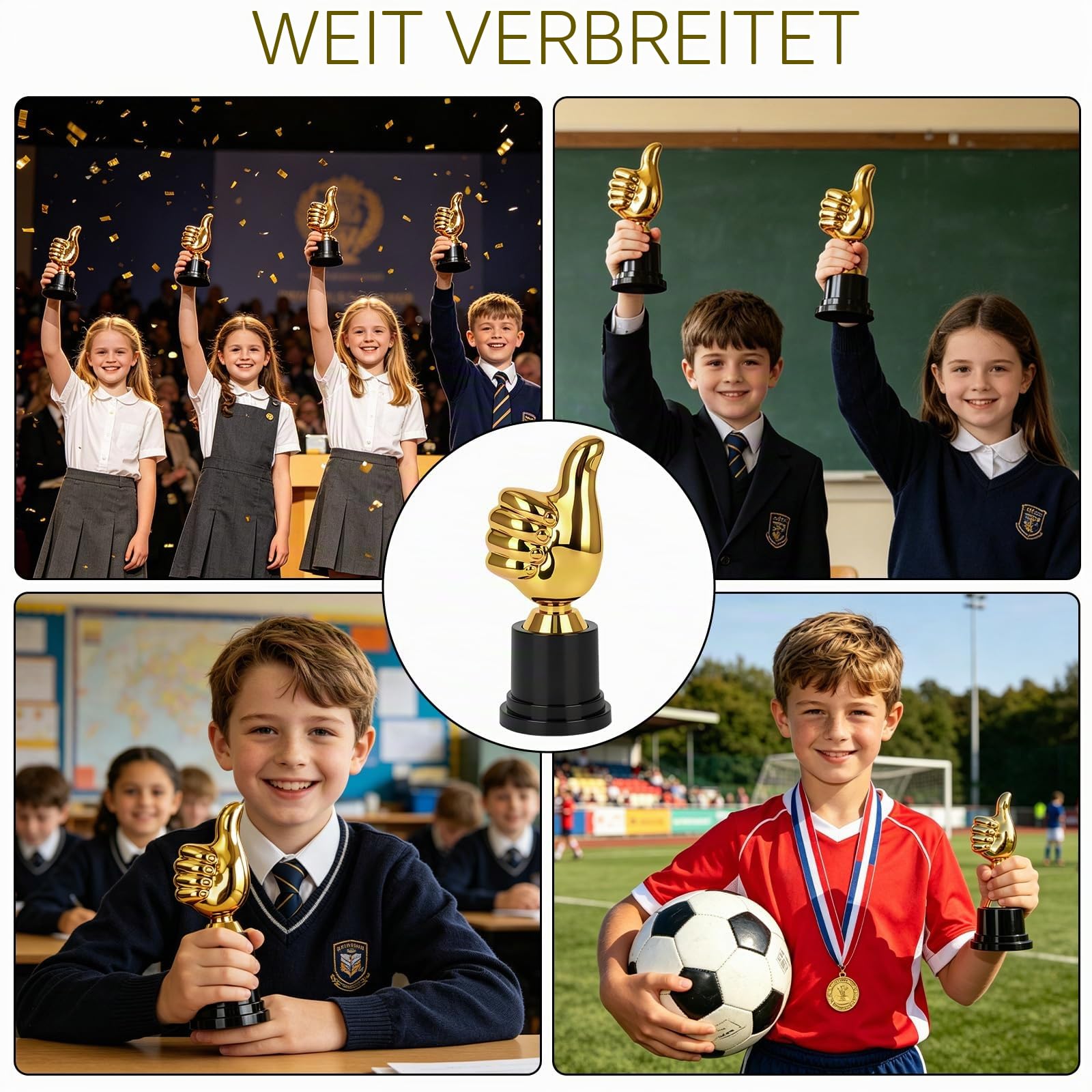18 Stück Gold Daumen Pokale, Goldener Daumen Trophäe Pokale Mini aus Kunststoff, Mini Finger Skulptur Auszeichnung für Sportfest Sieger Party Preisverleihung Geburtstag