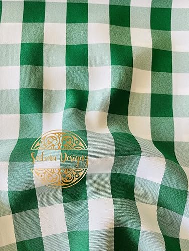 Tela de Polipopelina a Cuadros Gingham de 1" por Yarda - 60 Pulgadas de Ancho para Costura, Acolchado, Manteles, Cortinas, Ropa, Manualidades,