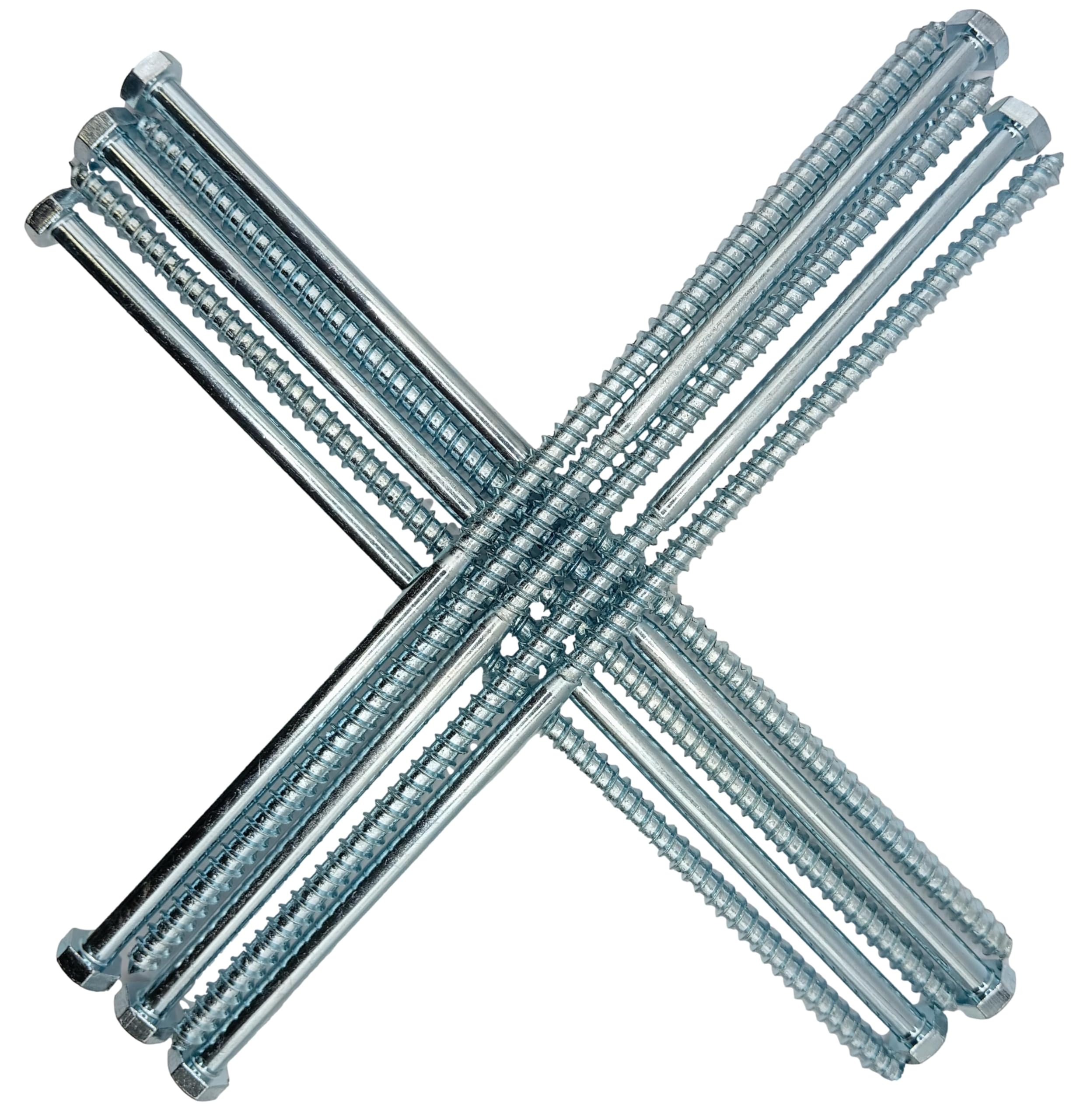 Lot de 10 vis dormeuses robustes 8 x 260 mm à tête hexagonale zinguée pour fixations bois à béton, pour une utilisation en extérieur dans les terrasses, clôtures et projets d'aménagement paysager