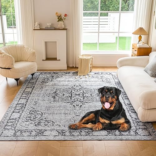 Miniatura 2 de FINECASA Alfombra lavable de 3 x 5 pies, alfombra de área para sala de estar, lavable, 3 x 5 pies, antideslizante, alfombra de cocina, lavable de