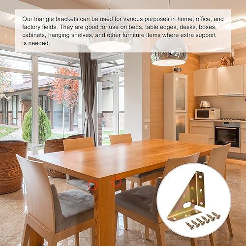 Miniatura 7 de uxcell 4 soportes de esquina angulares de 3.386 in x 3.386 in, soportes de acero laminado en frío con tornillos para borde de escritorio y cama