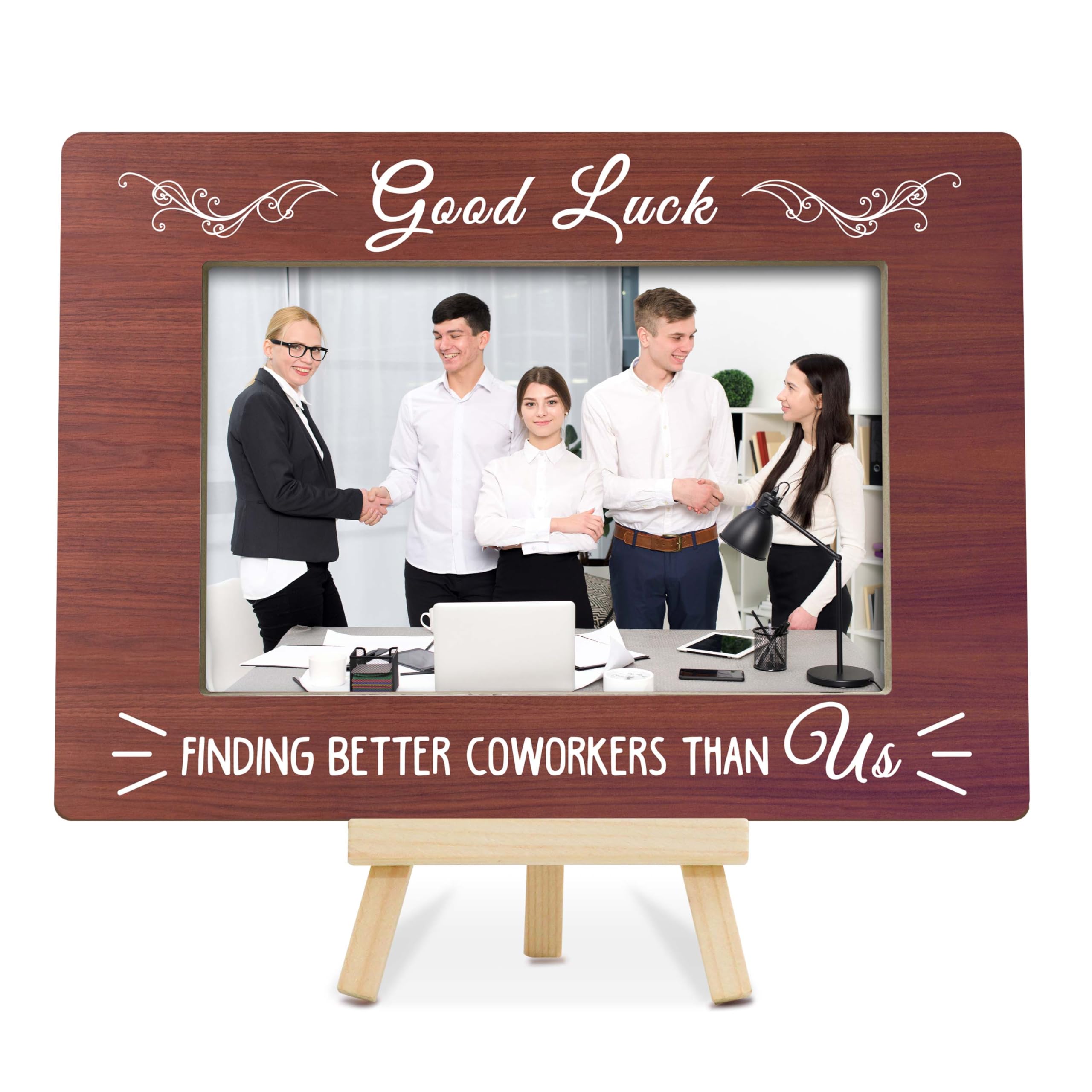 OXRUN Boss's Day Gifts, Boss Appreciation Gifts, A Good Luck Finding Better Coworkers Than Us Picture Frame, Wood 4x6 Picture Frame for Desk
