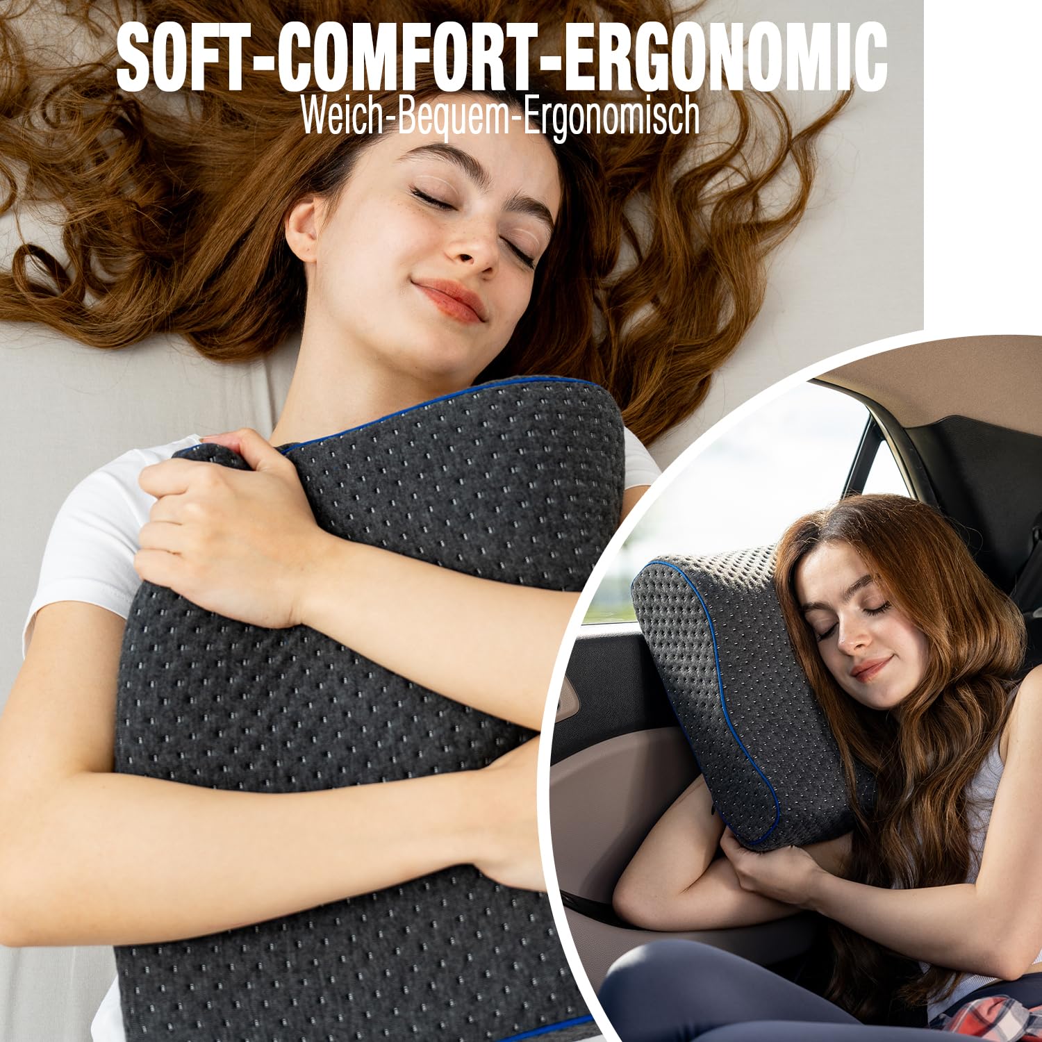 Reisekissen-Campingkissen-ergonomisches Memory-Schaum-Kissen mit temperaturregulierendem Bezug-Oeko-TEX Made IN Green