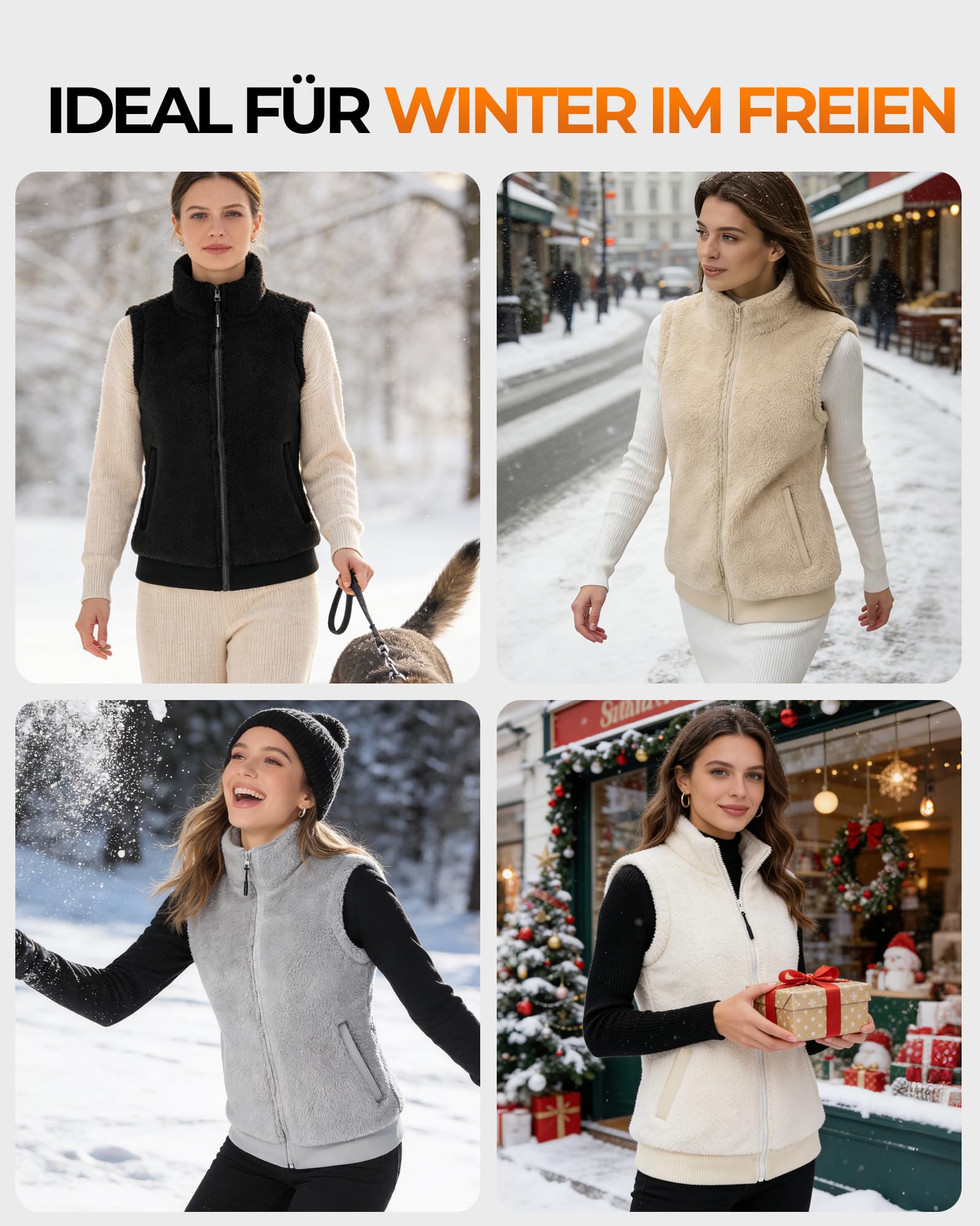 Topdot Fleece Heizweste Damen mit Powerbank 7.4V 16000mAh, 10 Heizzonen Beheizbare Weste mit 3 Temperaturstufen, Leichte Elektrische Beheizte Weste für Radfahren, Camping & Outdoor-Arbeit
