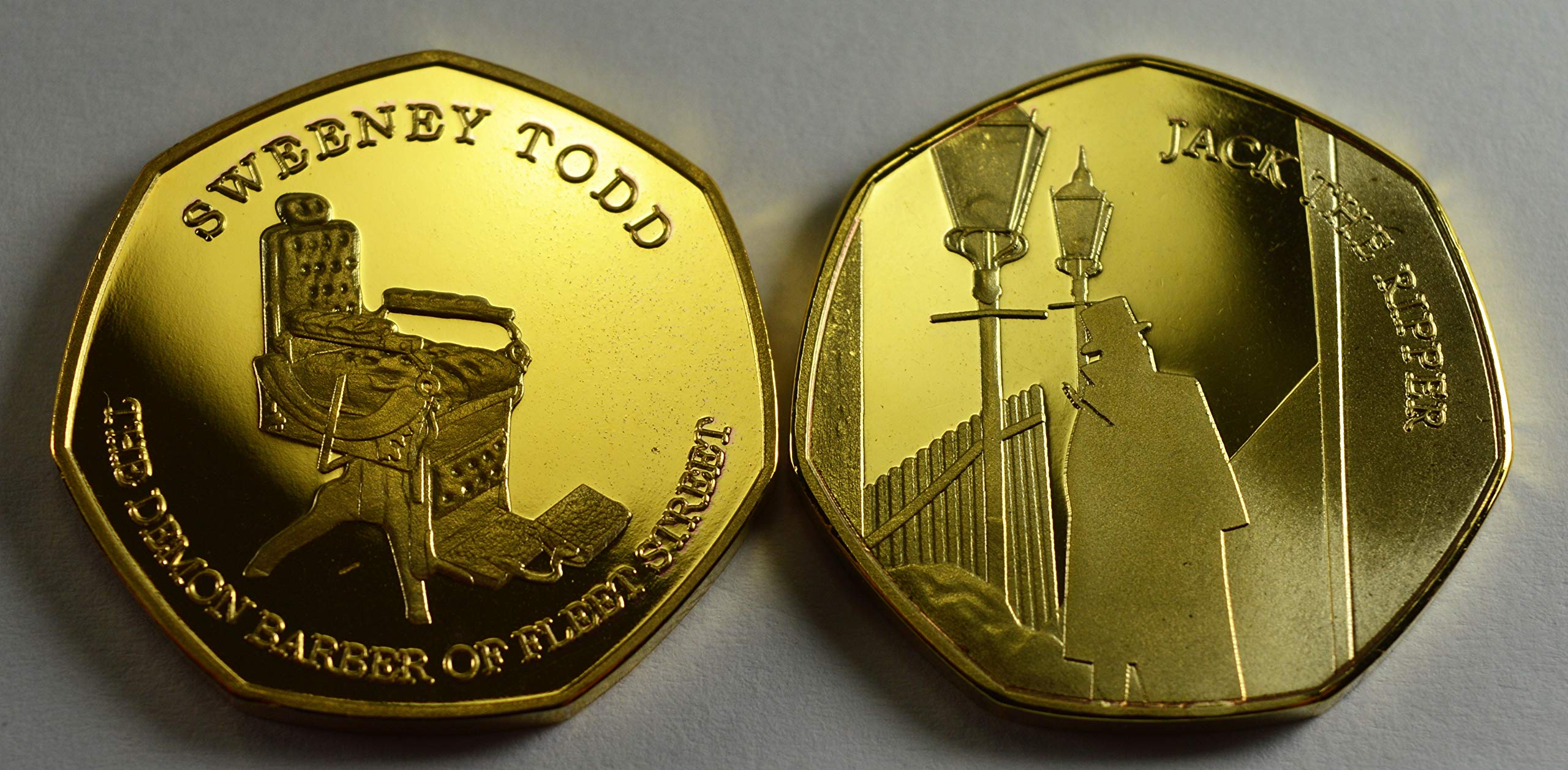 The Commemorative Coin Company Gold Pair Of 24Ct Commemoratives Jack The Ripper, Sweeney Todd Albums/Collectors. London, Victorian