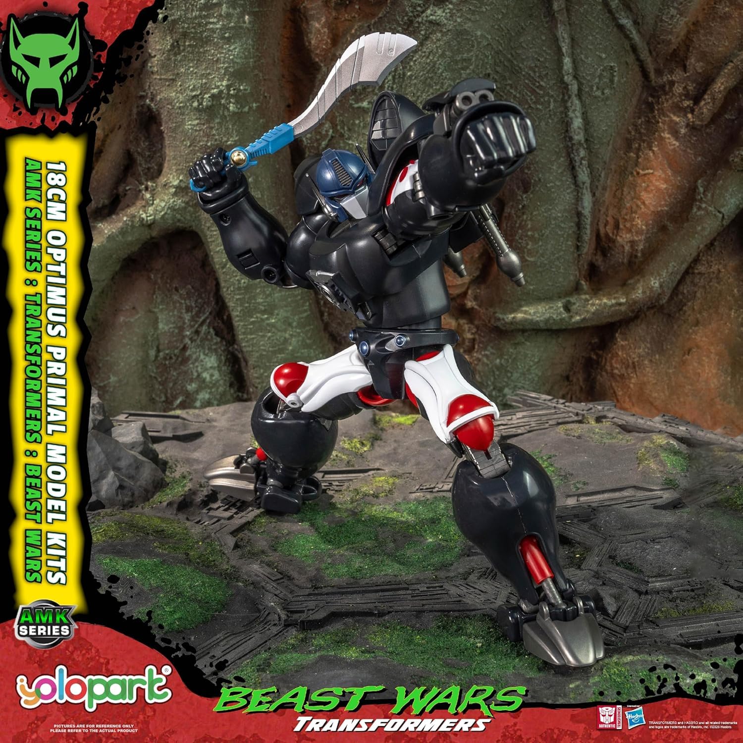 YOLOPARK Transformers Beast Wars Optimus Primal - Figura de acción | 18 cm (7,08 pulgadas) de alta articulación con exclusivas cimitares; regalo ideal para coleccionistas