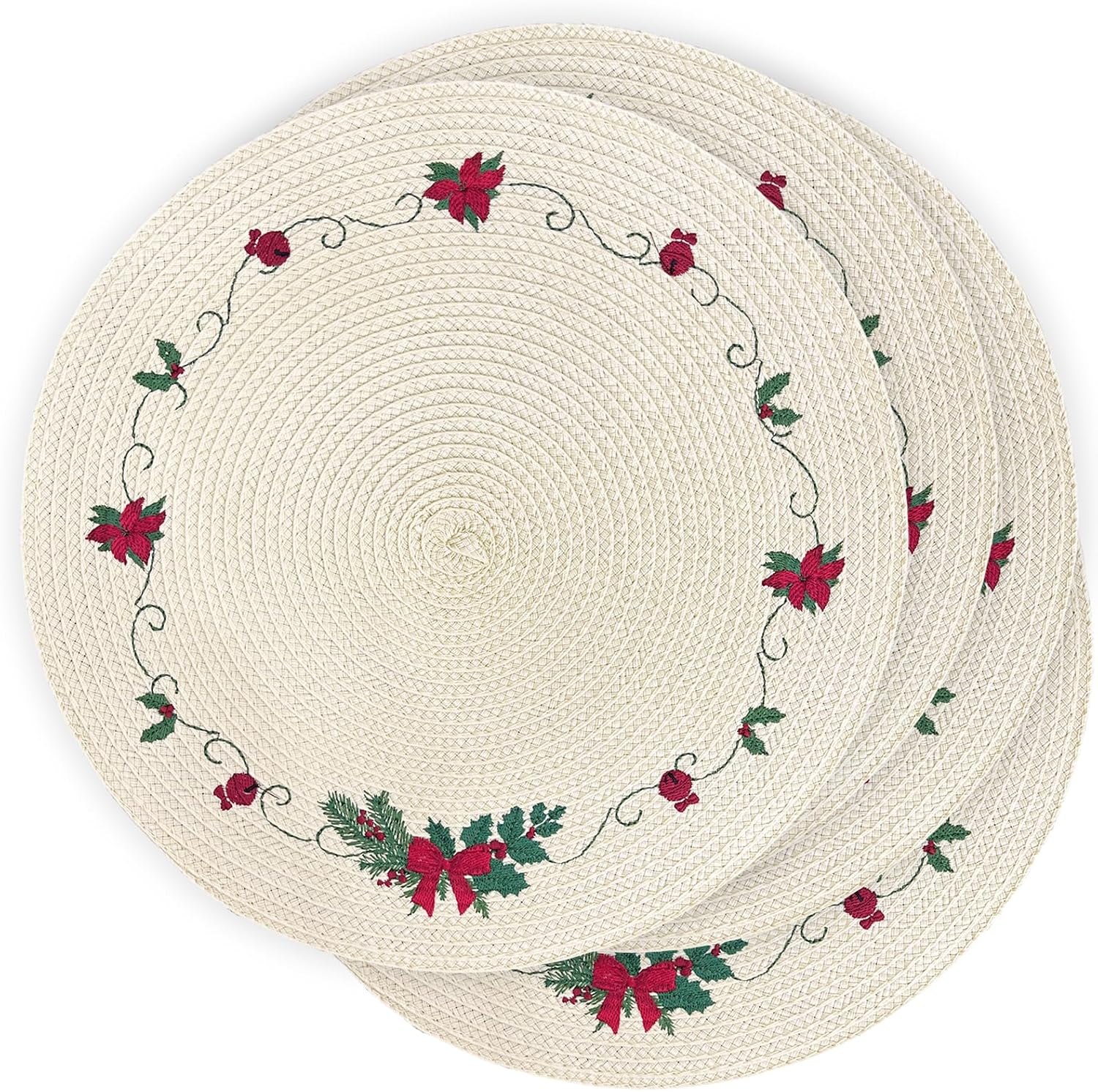 LaneVines Christmas Placemats Set of 4 Round Placemats Christmas