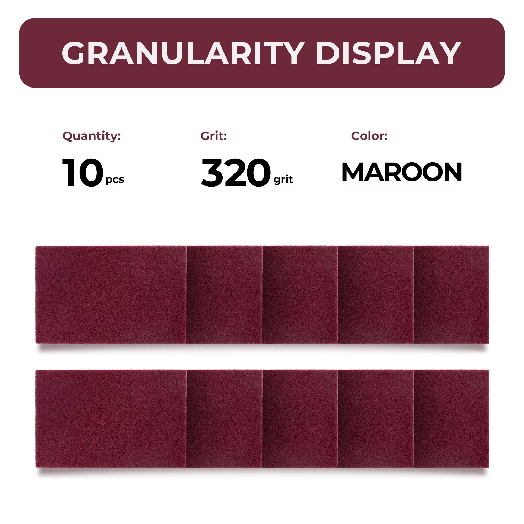 Maroon Scuff Pads - 10 Pack 320 Grit -3
