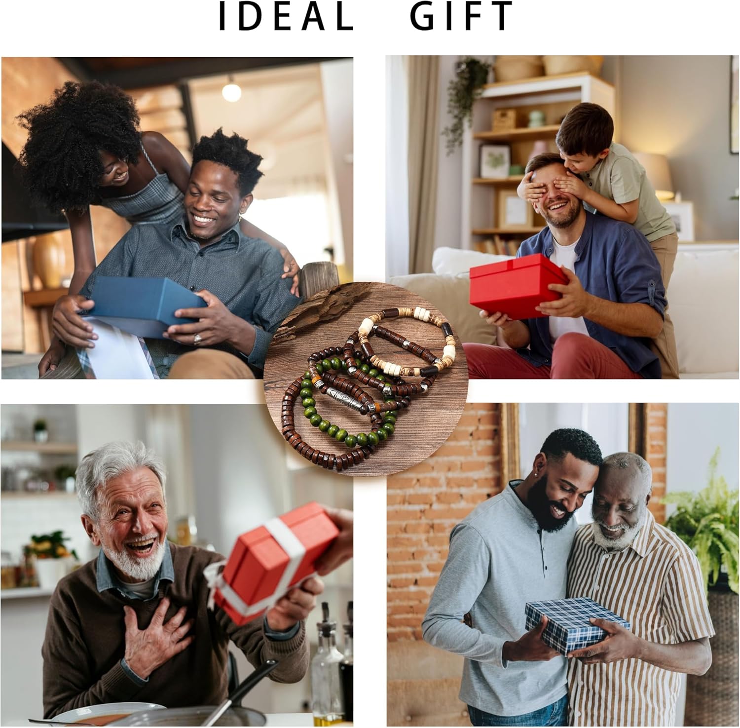 FIRAZIO 32 Pcs Wooden Beaded Bracelets for Men Adjustable Pulseras Para Hombres Set, Mens Bracelet Meaningful Gift - Image 6