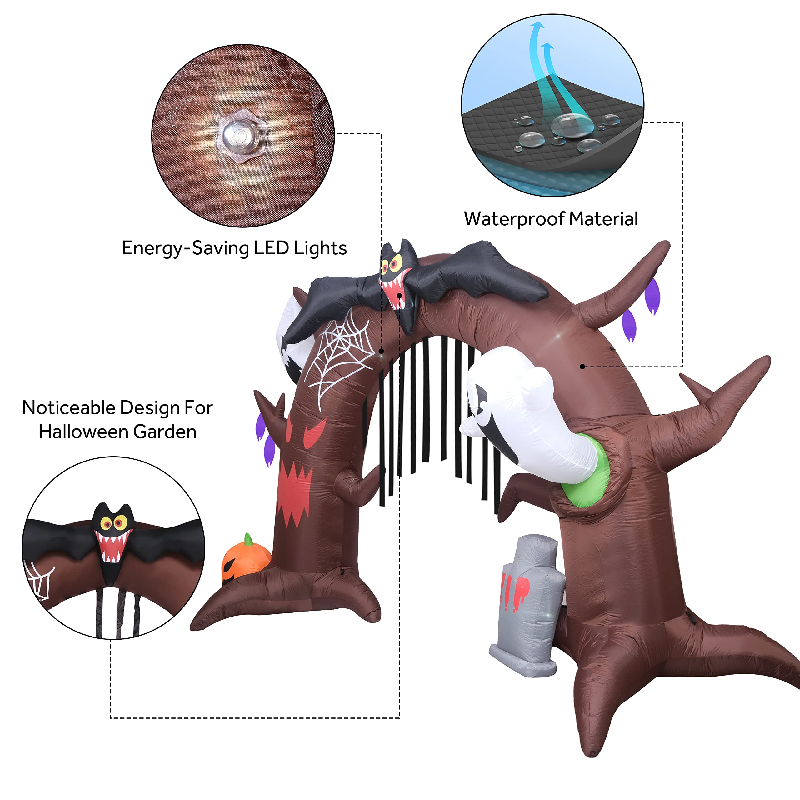 2022 New 15FT Giant Halloween Inflatables Large Archway Arch Haunted Ghosts Pumpkin Tombstones Monster Blow Up Decor LED Lights Lighted Outdoor Yard Lawn Holiday Party Decorations