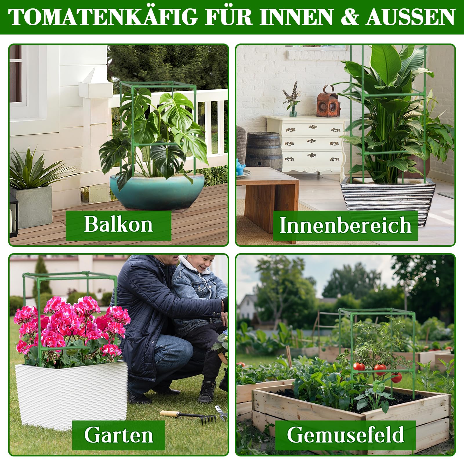 ZeeDix 6 Stück Tomaten Rankhilfe, 151cm Höhenverstellbare Rankhilfe