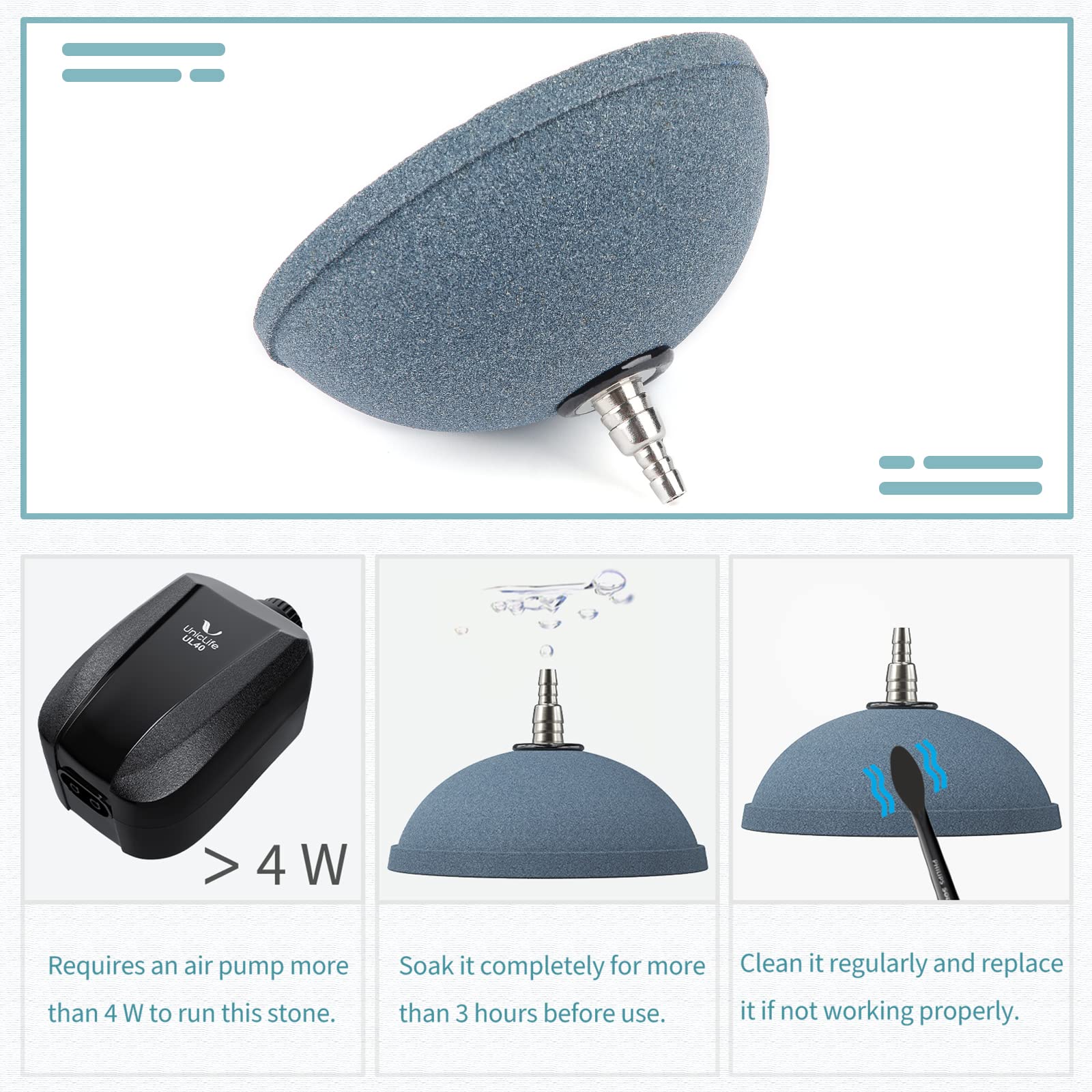 Pawfly Acquario 10cm Pane Pietra d'Aria Diffusore di Bolle Strumento di Rilascio per Pompe d'Aria Pesce Serbatoi Secchi Stagni e Serbatoi DWC, 2 Pack