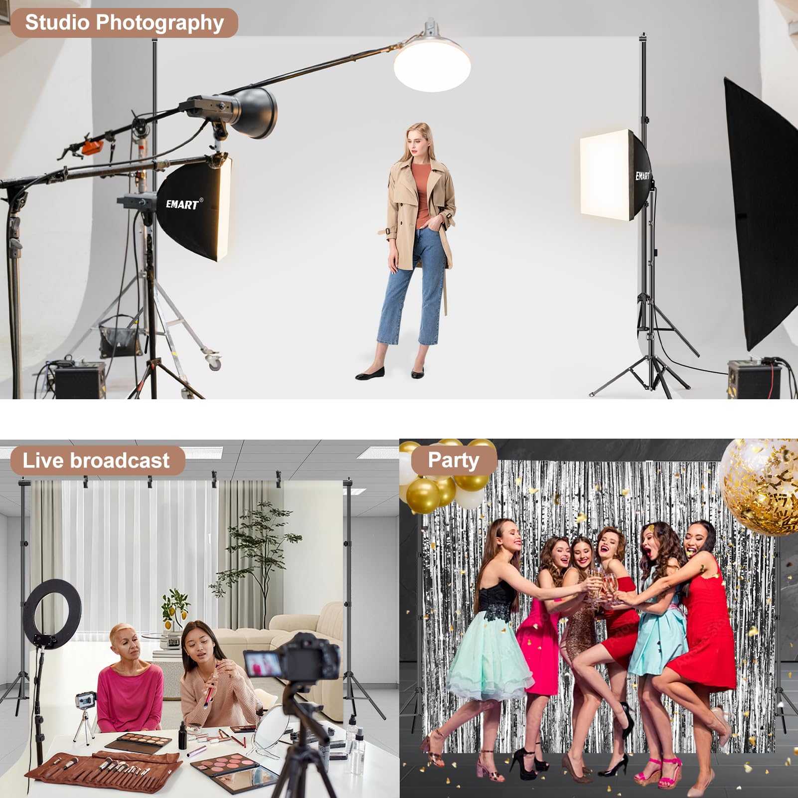 Soporte Fondo Fotográfico 2x3m, Kit Sistema de Soporte Fondo