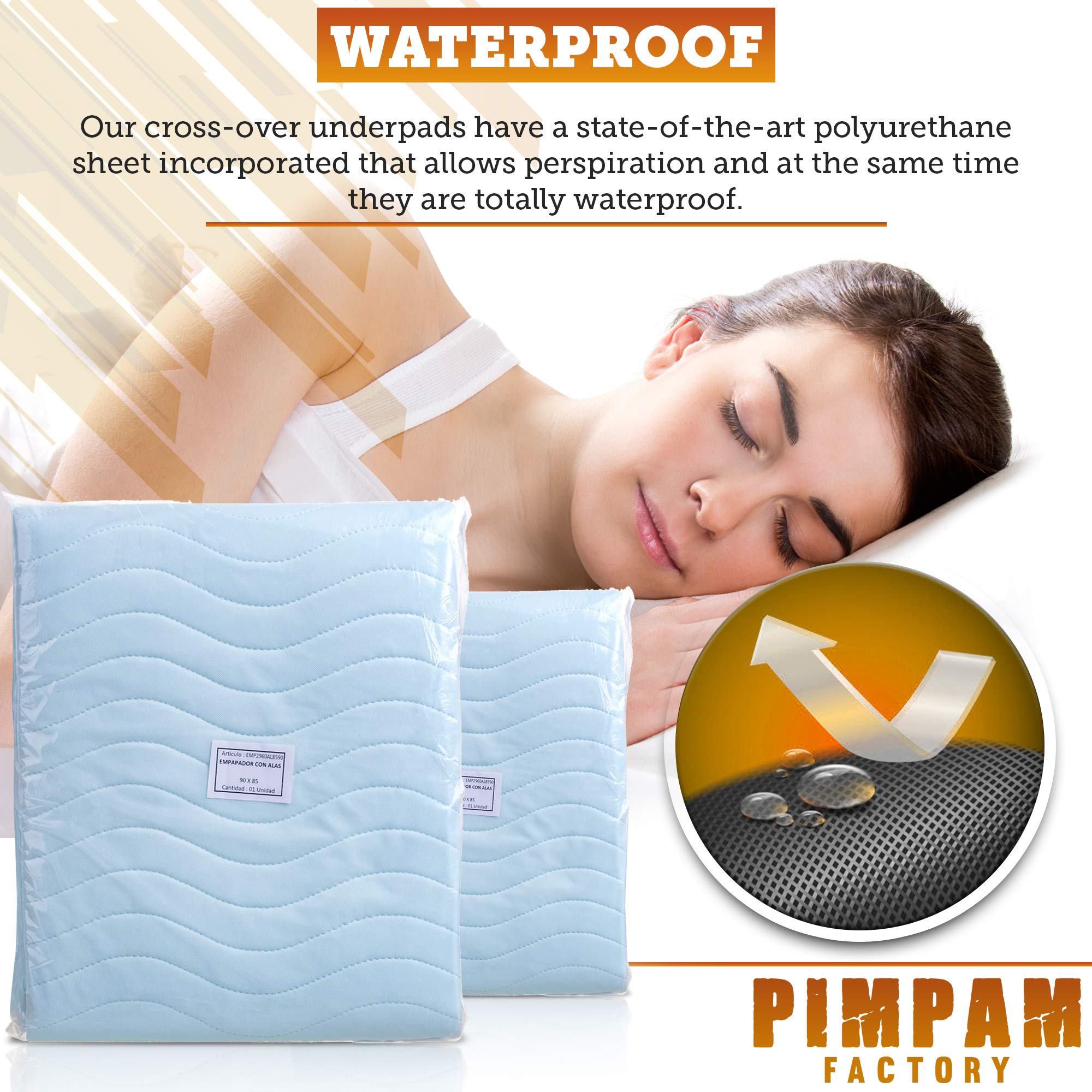 PimPam Factory Podkładki do łóżka dla dorosłych Zmywalne 90 x 85 cm 5 warstw - Wodoodporny podkładkę wielokrotnego użytku - Super chłonny ochraniacz na łóżko - podkładki dla niemowląt