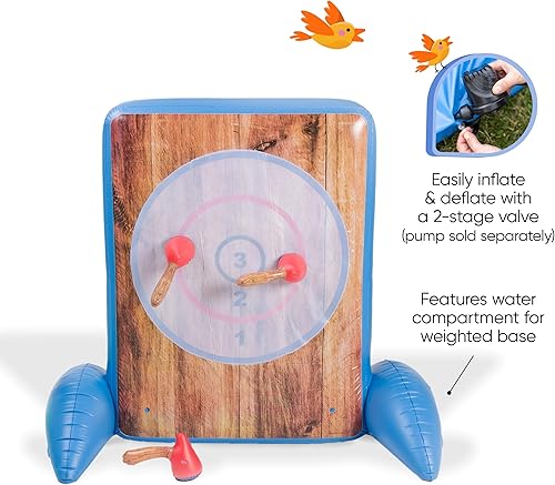 Miniatura 8 de Hearthsong Juego inflable gigante de doble cara para lanzar hachas y lanzar pelotas, 58.5 pulgadas de largo x 41 pulgadas de ancho x 58.5 pulgadas