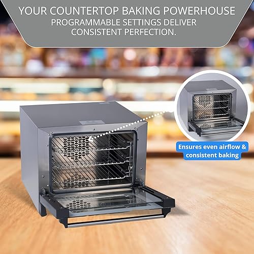 Miniatura 6 de Cadco OV-003 Horno de convección compacto de tamaño cuarto con controles manuales 120 voltios1450 vatios acero inoxidable y negro
