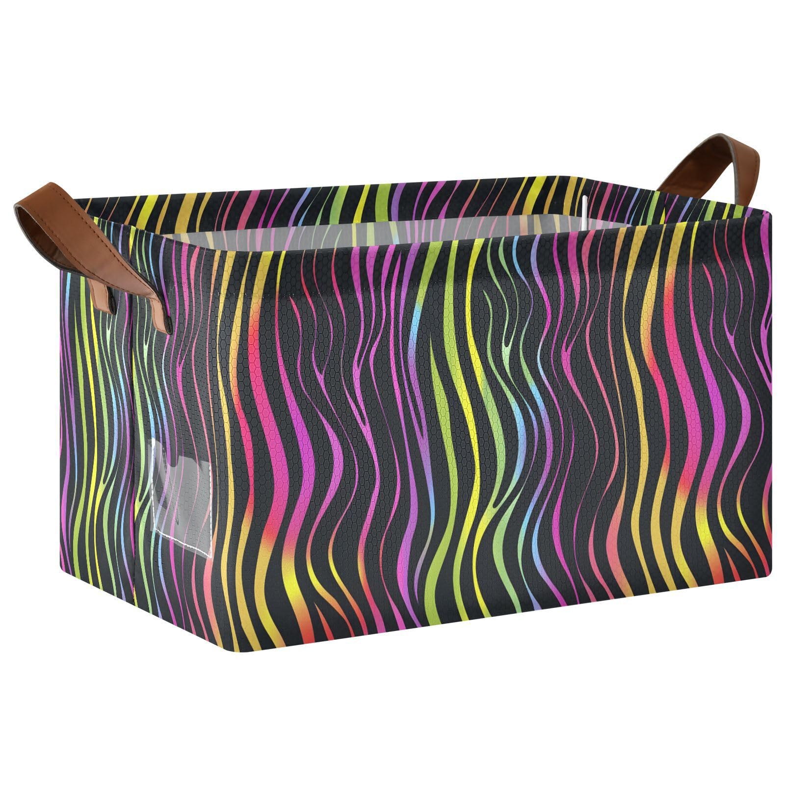 Panier de rangement zèbre arc-en-ciel grand cube imperméable pour étagères et placard