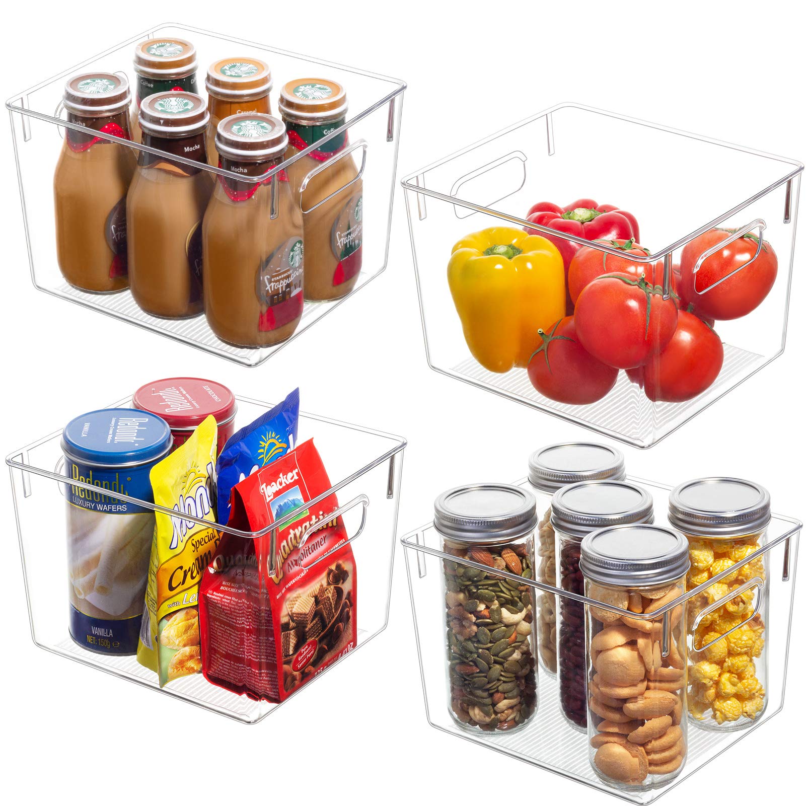 Buy 4 Pack Clear Plastic Storage Bins Refrigerator Organizer Bins Pantry Organization