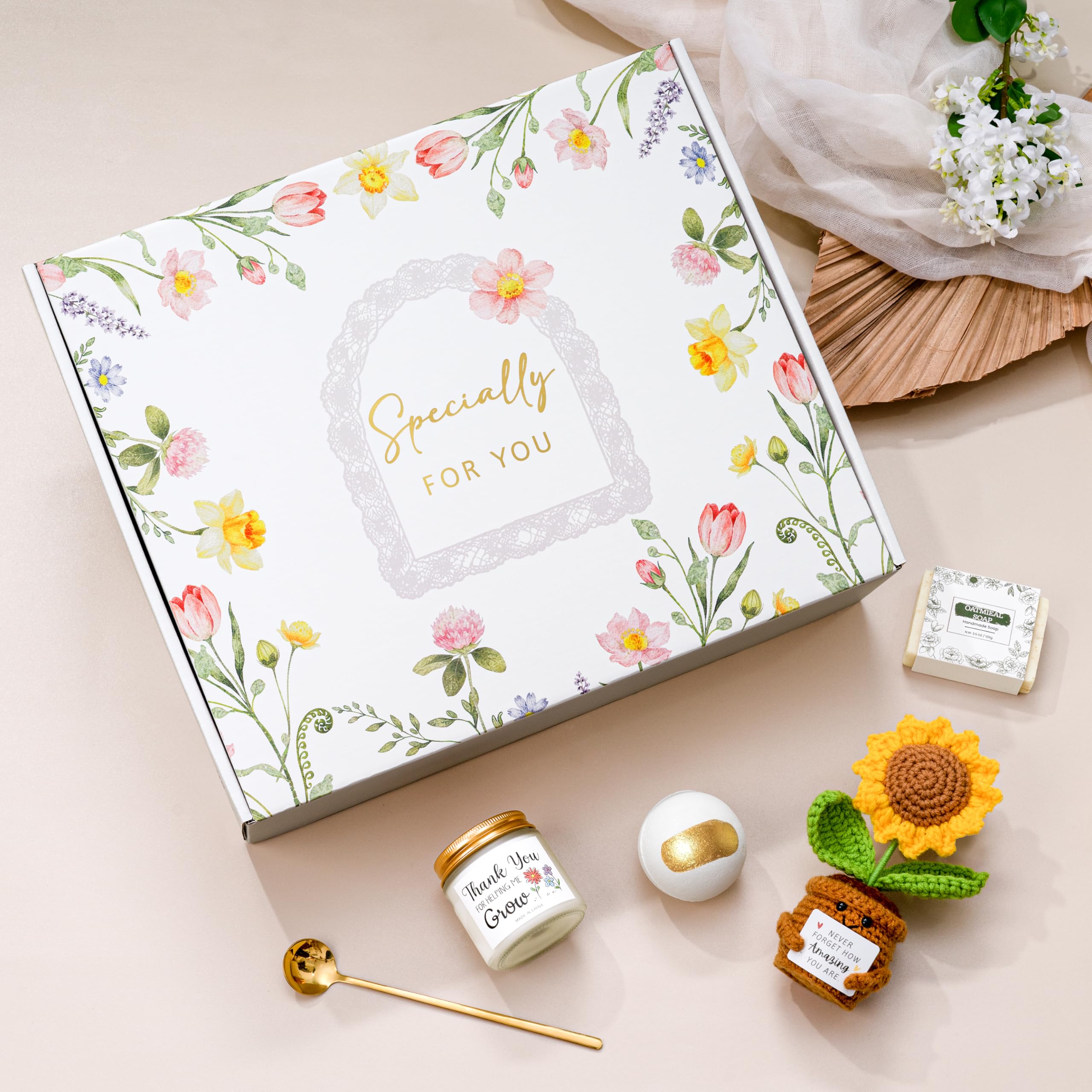 Regalos de cumpleaños para mujeres, paquete de cuidado personal Get Well Soon, canastas de regalo de color marfil, juego de regalo de condolencias, regalos únicos de Navidad para mujeres, mamá, su