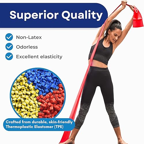 Miniatura 4 de RMS Bandas de resistencia con guía de instrucciones y bolsa de transporte, banda de ejercicio sin látex para entrenamiento, terapia física,