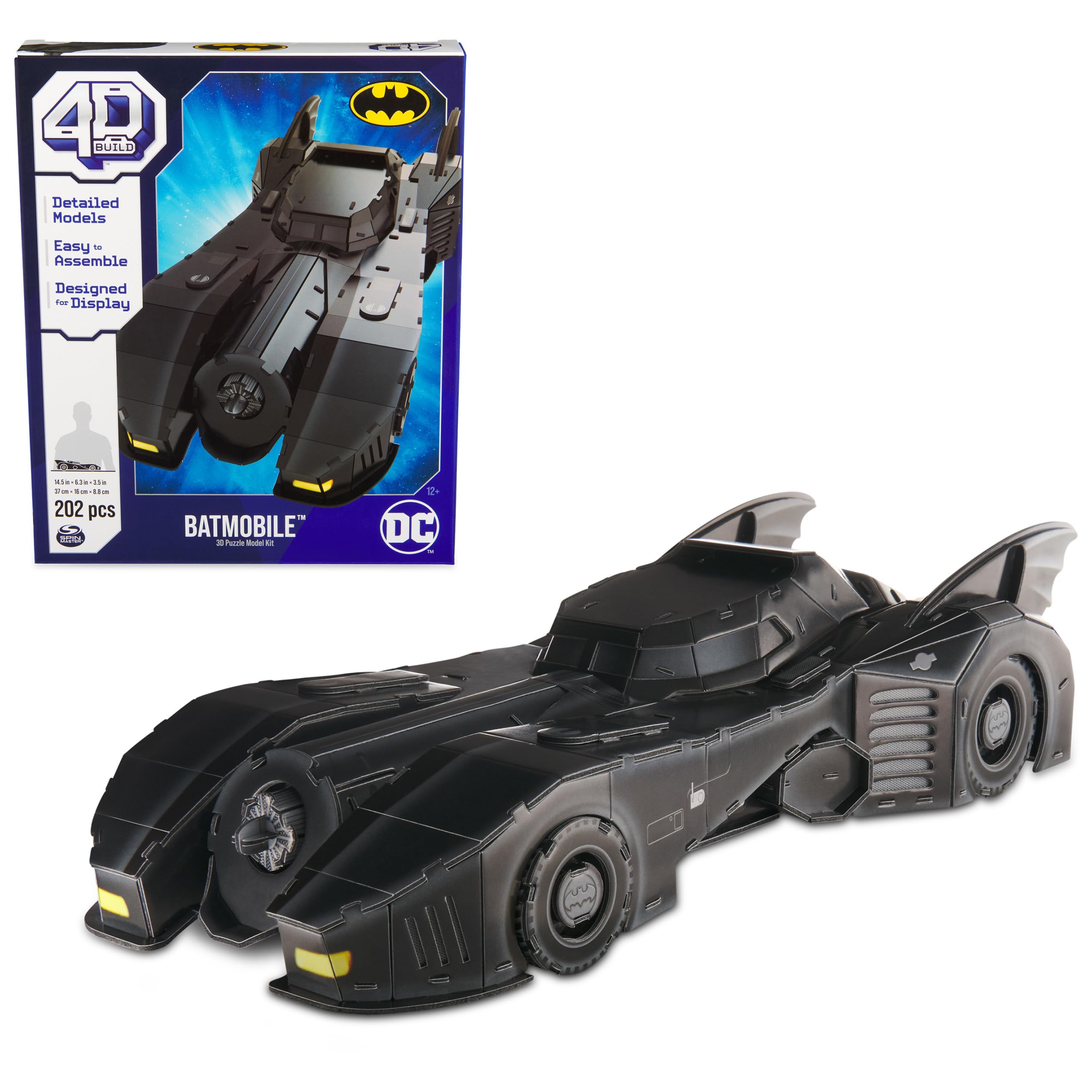 4D Build - Batmobile - Detailed 3D Model Kit Made Cardboard, 202 Pieces, for Batman Fans from 12 Years