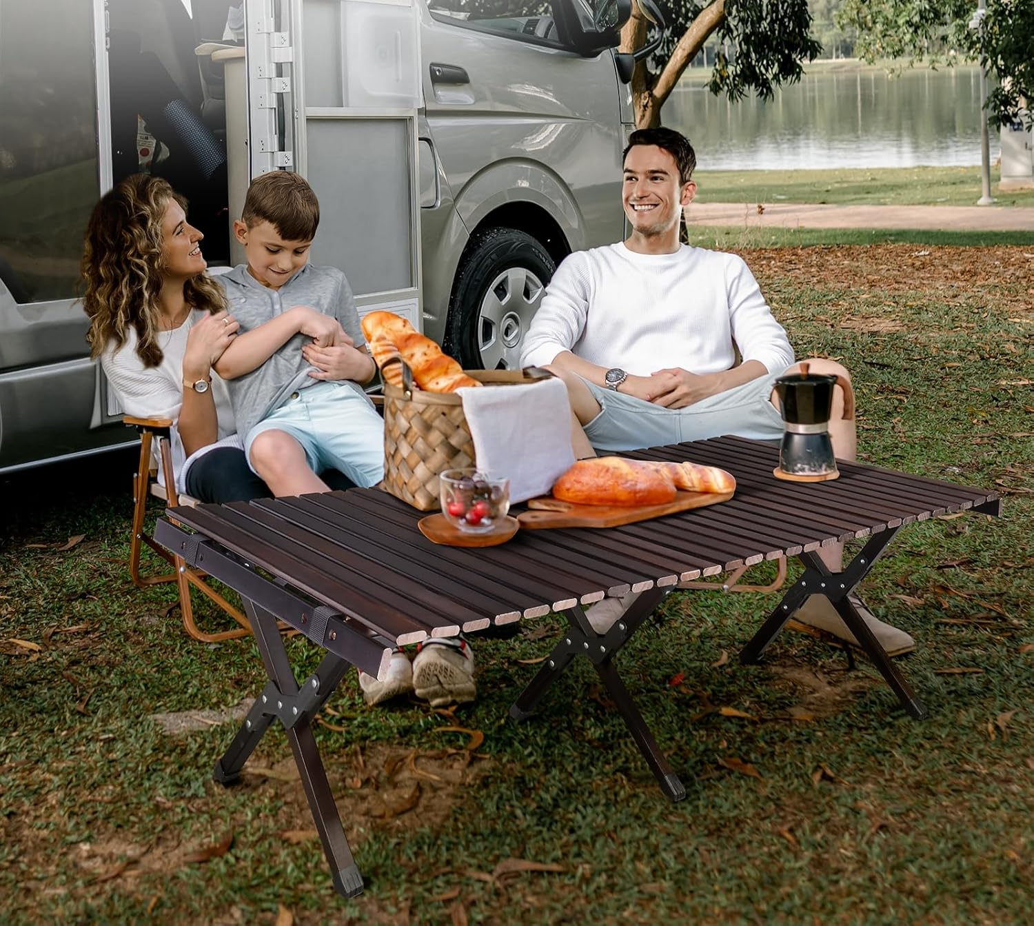 Folding Camping Roll Table, Portable Picnic Desk, Modern Folding Meeting Table, 47x24 Inch Portable Conference Desk, Lightweight Roll-Up for Office, Training Room, Guest and Visitor Area