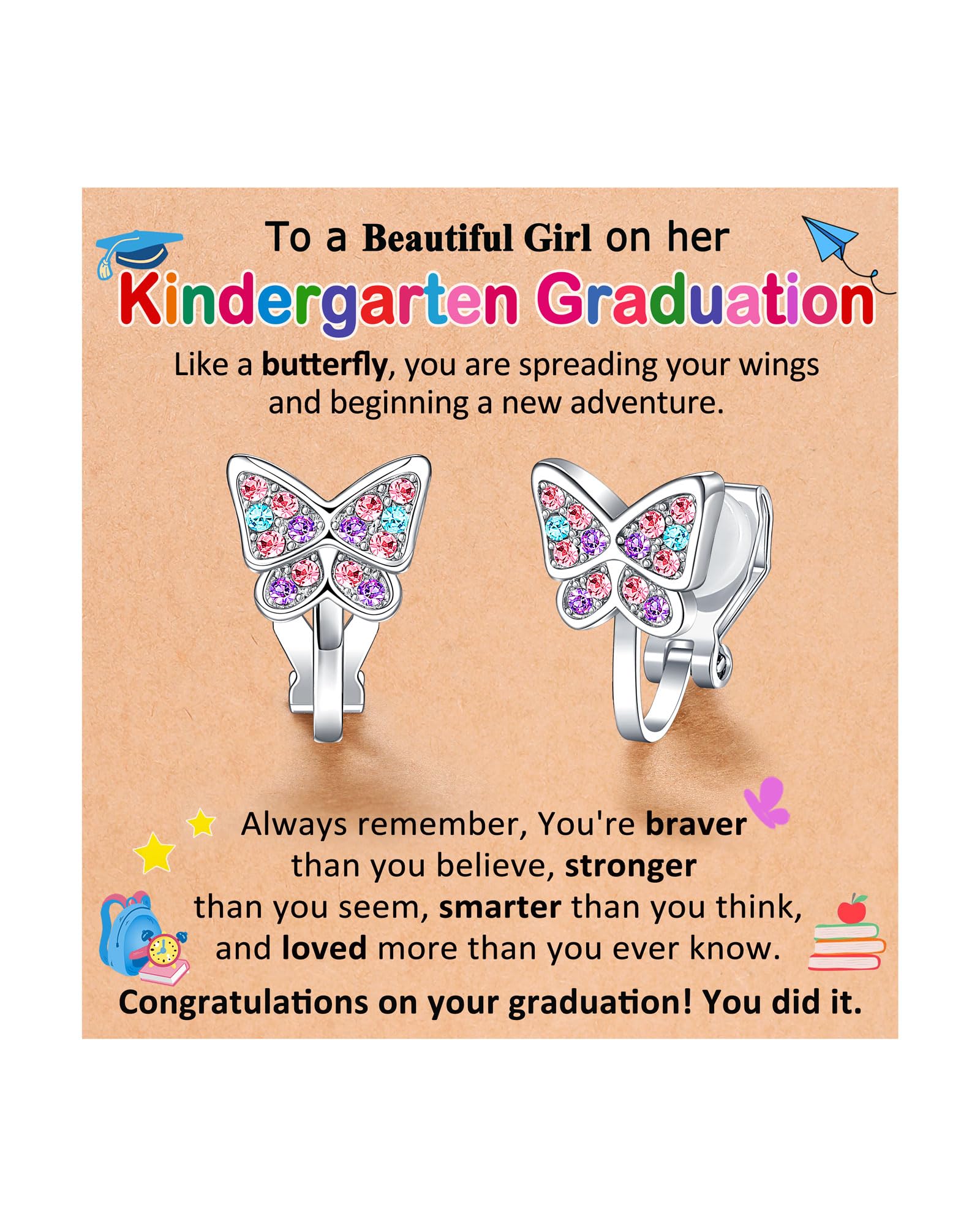 Clip On Butterfly Earrings for Girls Daughter Granddaughter Gifts