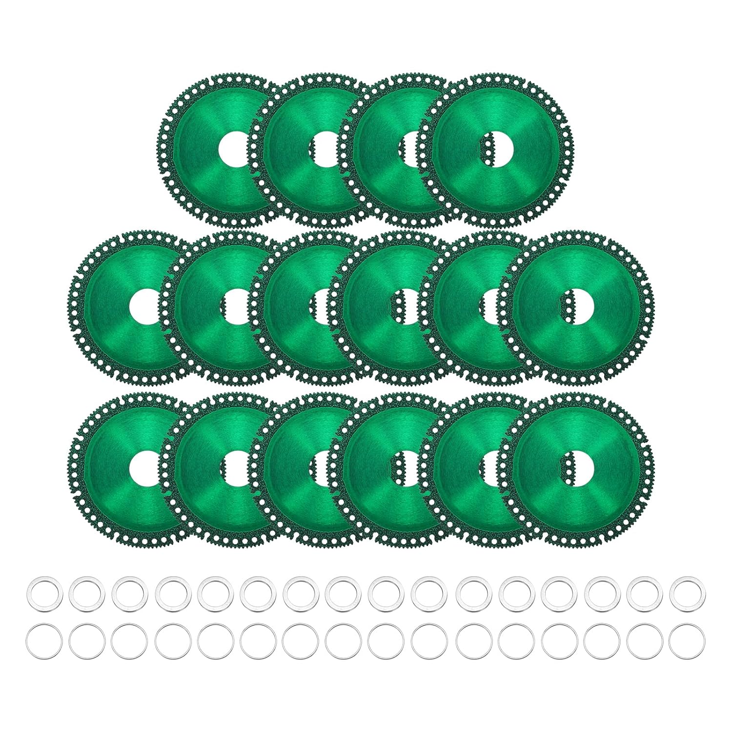 HARFINGTON 16pcs 4" Diamond Saw Blade, 7/8" (22mm) Arbor Cut Off Wheels, Diamond Cutting Disc Multifunction Tile Concrete Ceramic Marble Blade with 5/8" 25/32" Washer for Grinder, Green