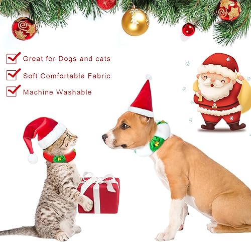 Miniatura 3 de 3 piezas de collar de cascabel de peluche navideño para perro, blanco, rojo, verde, elástico, festivo, día festivo, collar elástico de Navidad para