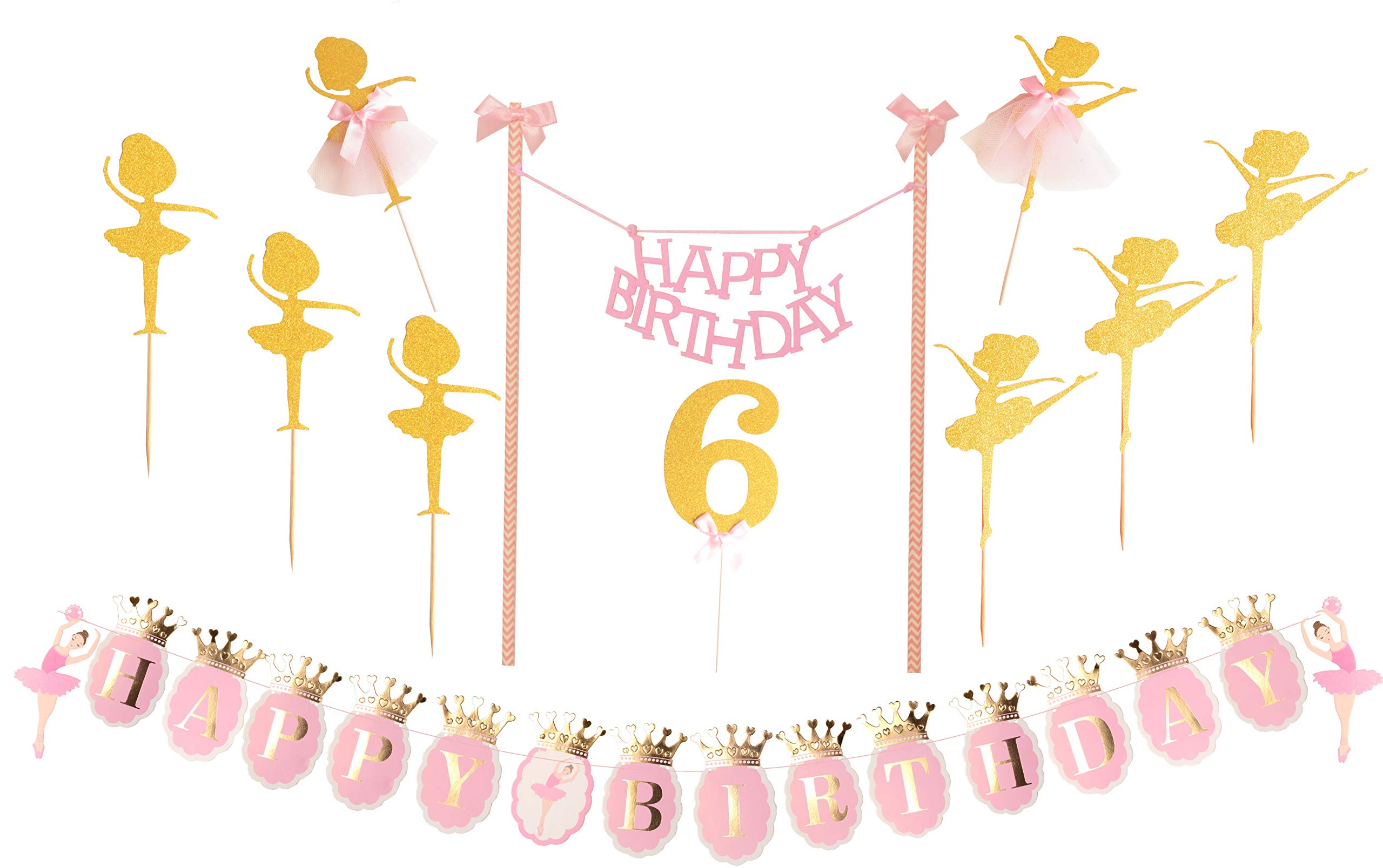 Buy Sixth 6th Birthday Cake Toppers Six years old Ballerina Dancer