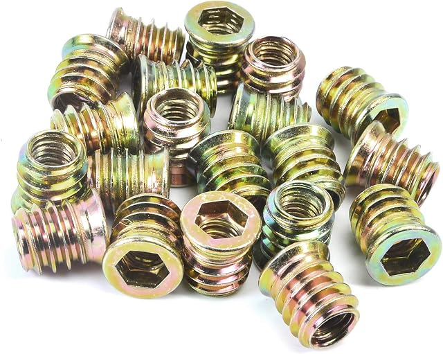 20PCS Wood Furniture M8x15mm Threaded Insert Nuts Interface Hex Socket Drive