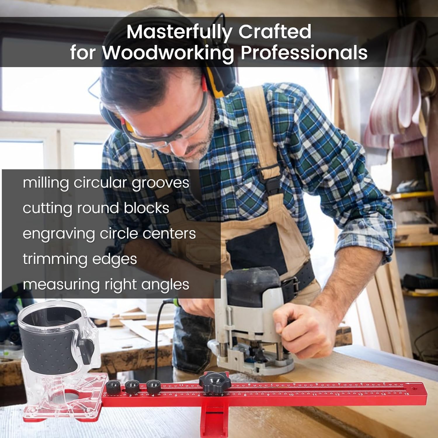 4 in 1 Router Milling Groove Bracket, Detachable Cabinet Hardware Jig, Aluminum Alloy Router Circle Cutting Jig, Multifunctional L Router Circle Cutting Guide for Woodworking