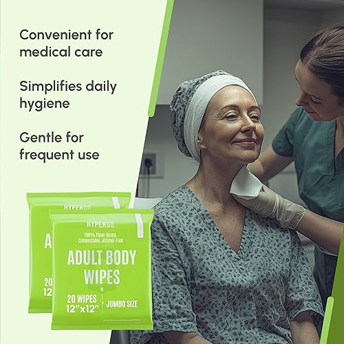Miniatura 9 de Toallitas corporales HyperGo XL para mujeres y hombres  30.5 cm x 30.5 cm Toallitas de limpieza corporal completas sin enjuague, 2-20 unidades por