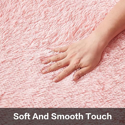 Miniatura 5 de Hboemde Alfombra redonda rosa de 6 x 6 pies, mullida y acogedora para dormitorio de niños y niñas, alfombra circular suave y lanuda para cuarto de