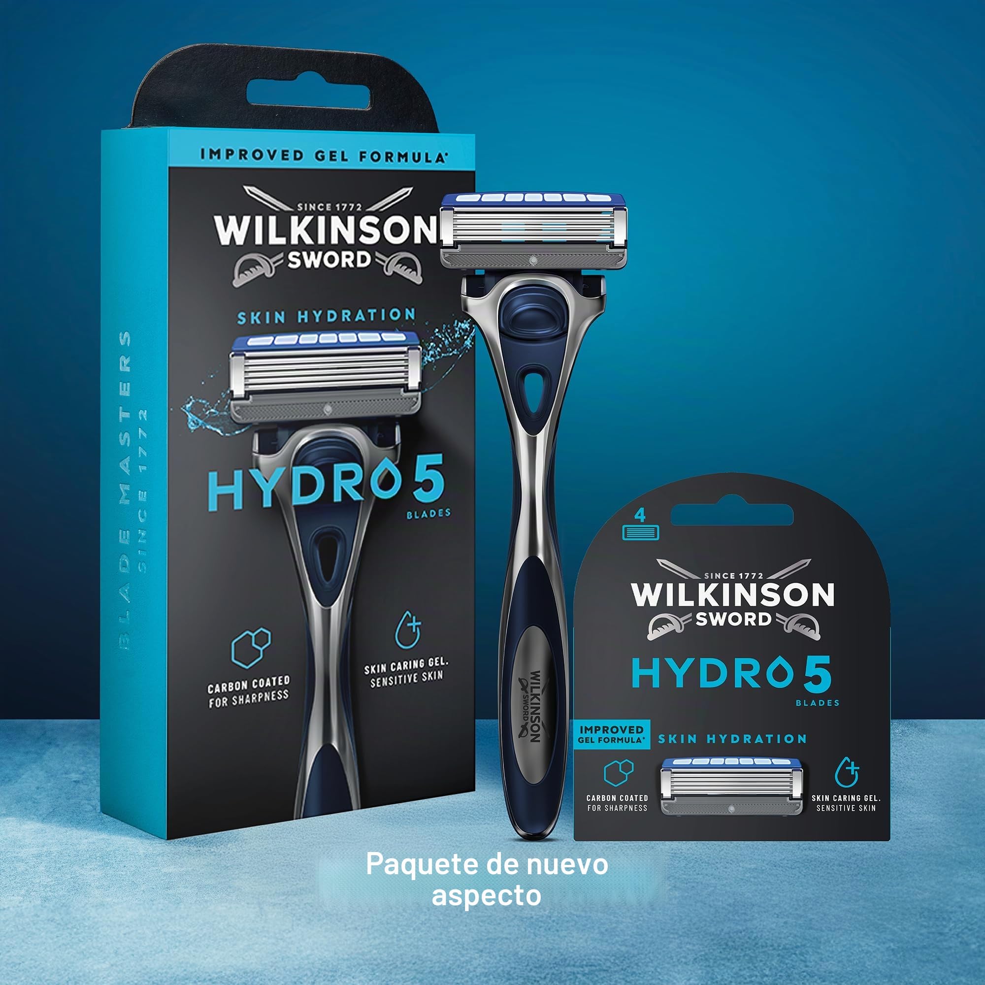 Wilkinson Sword Hydro 5 - Juego de cuchillas de recambio XXL de 12 recambios, acción hidratante y con revestimiento de carbono